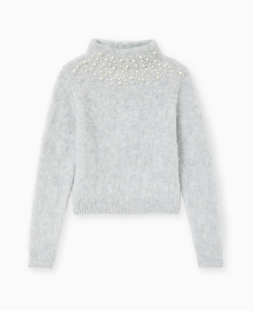 Pull en maille poilue avec perles cousues