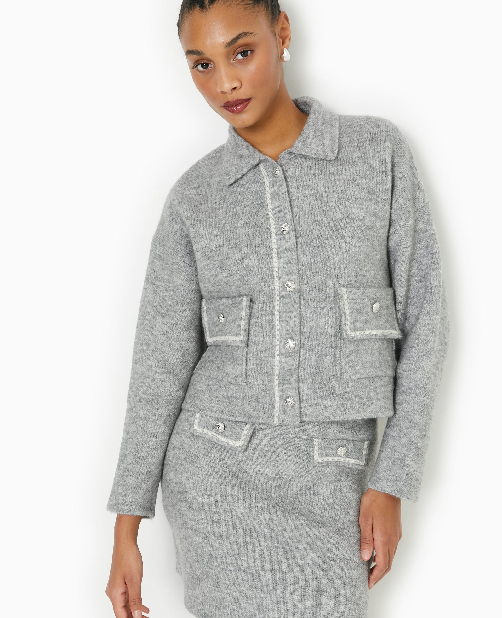 Gilet droit avec boutons fantaisie