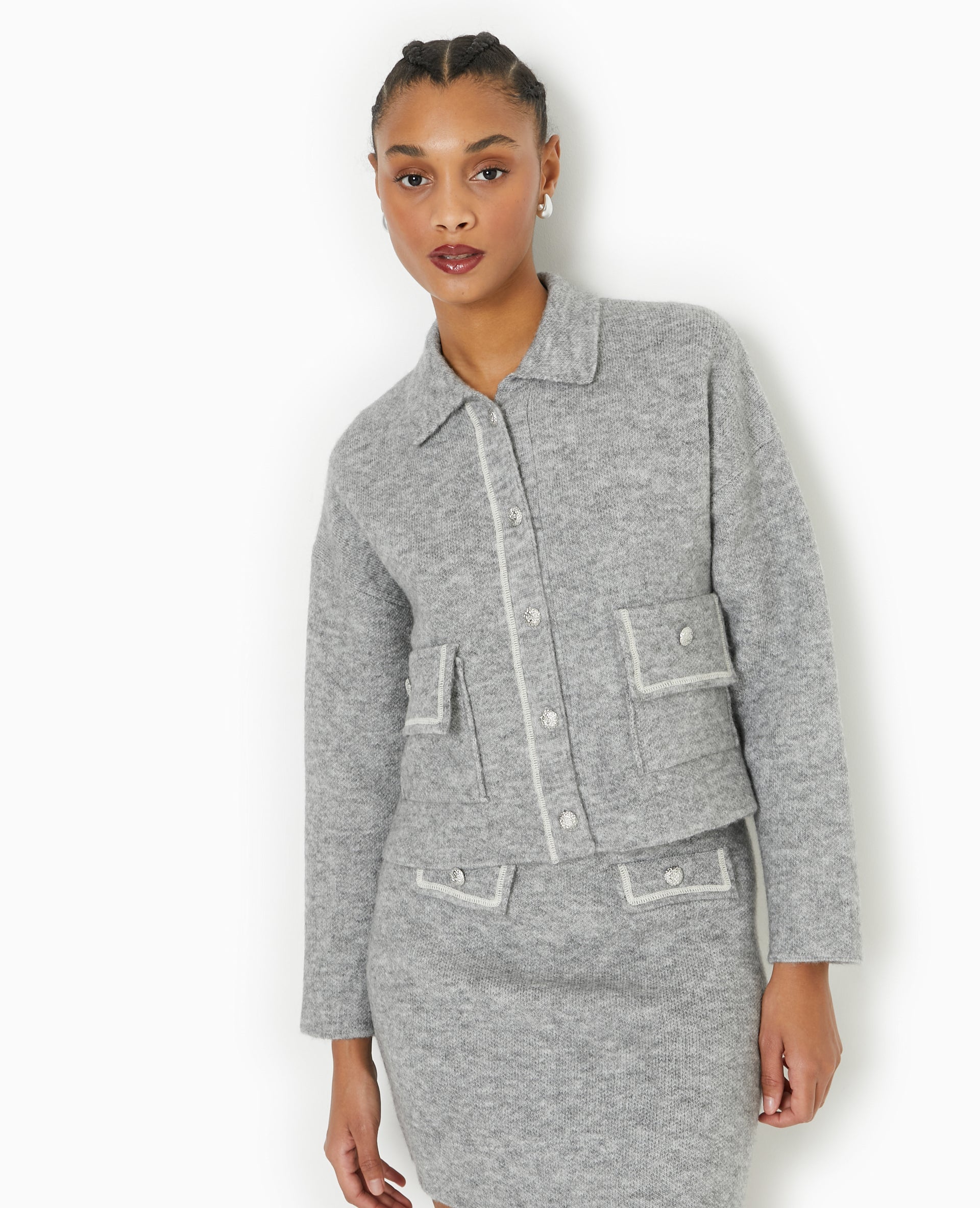 Gilet droit avec boutons fantaisie