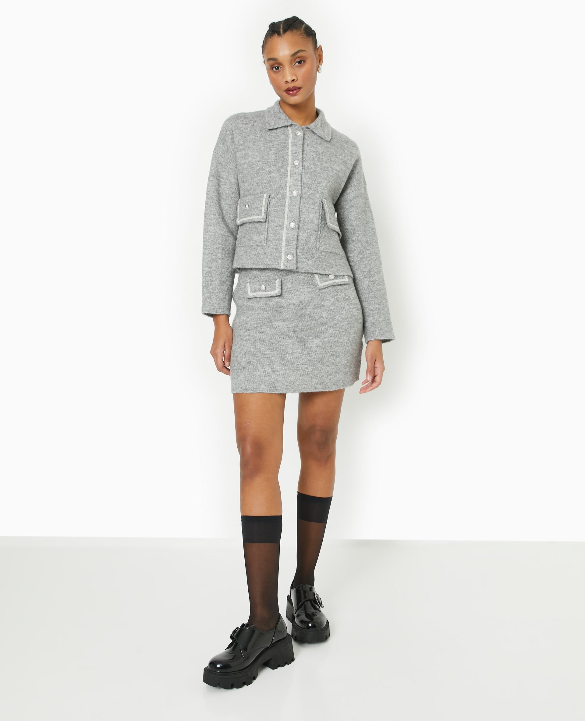 Gilet droit avec boutons fantaisie