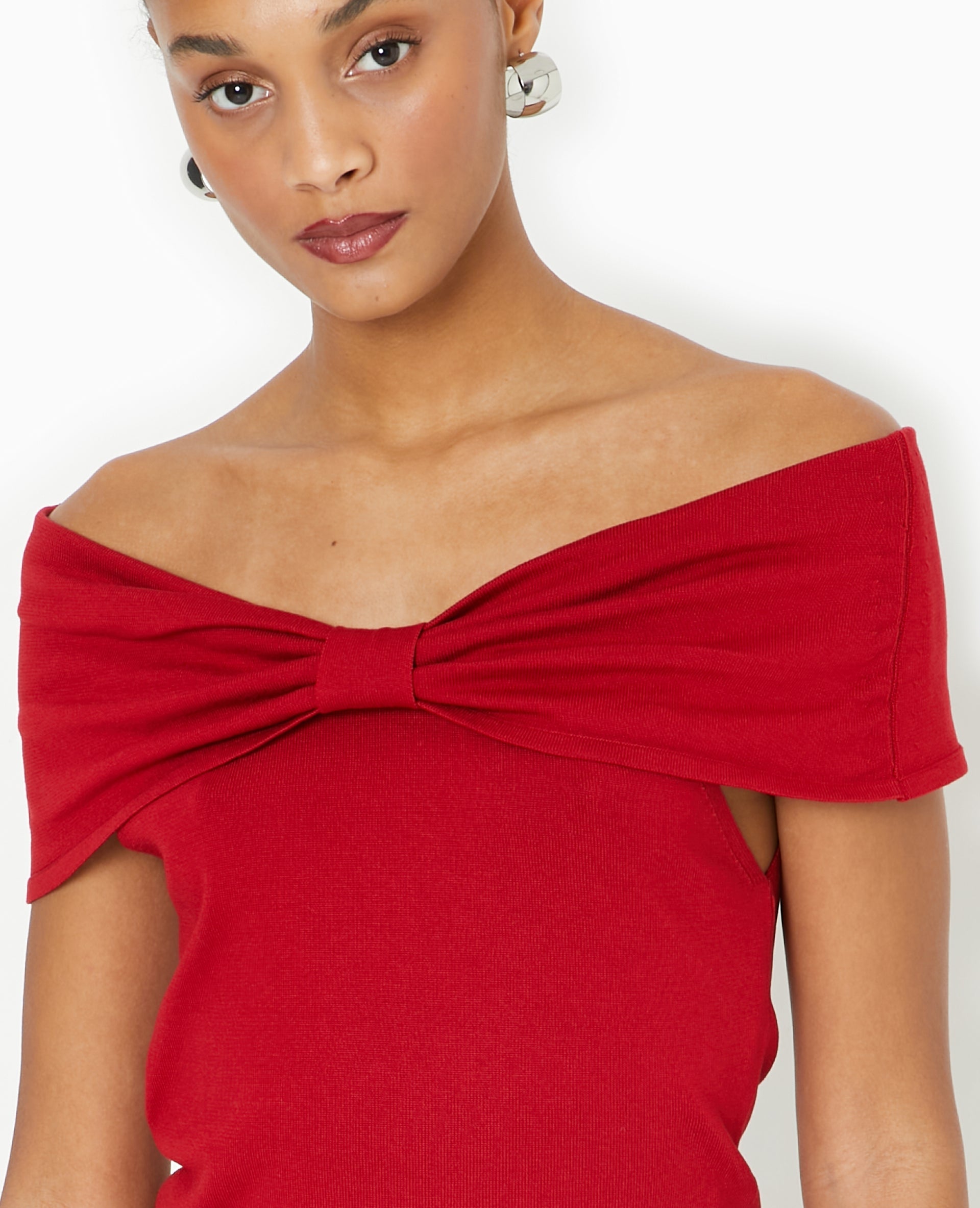 Top bustier en maille avec nœud