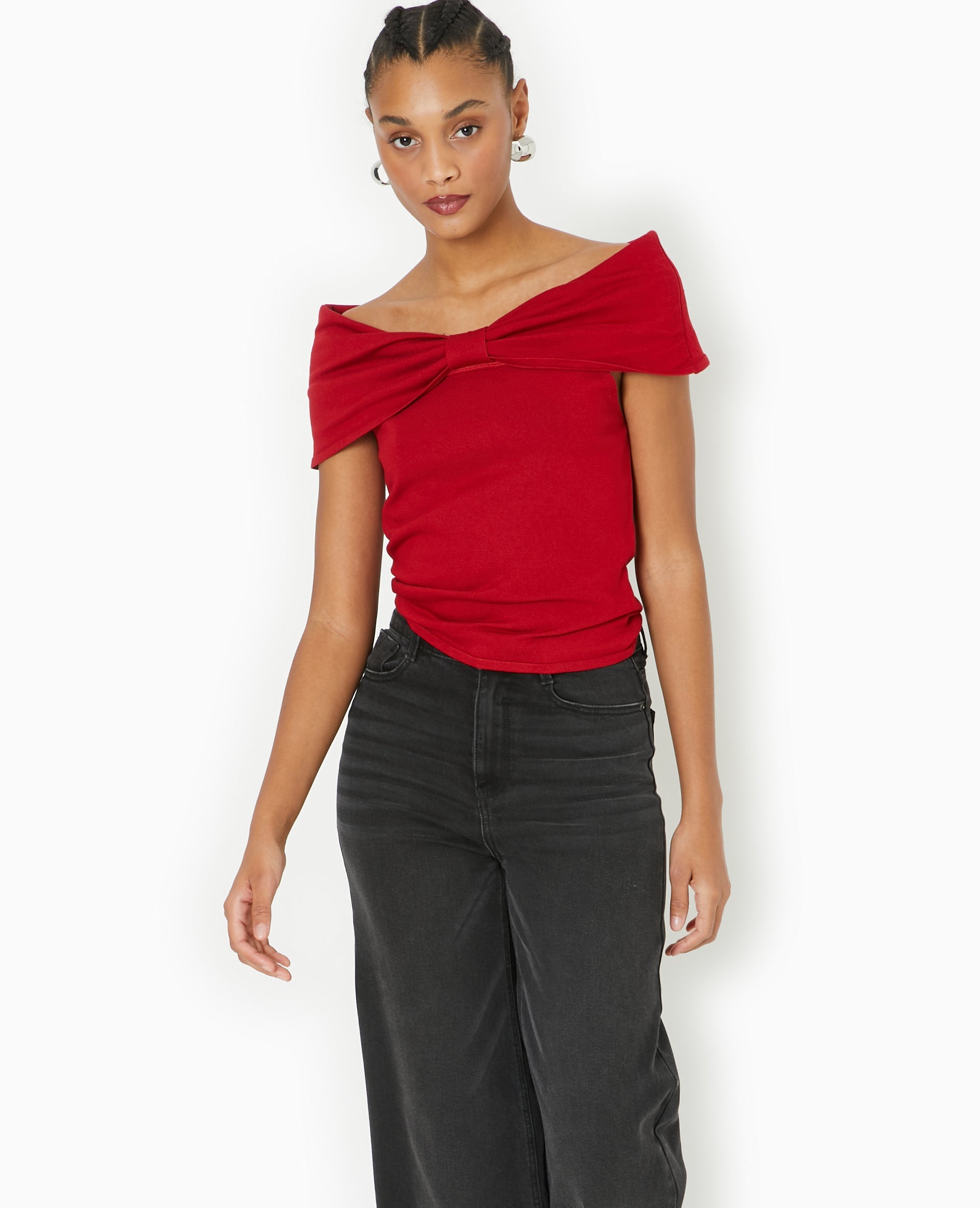 Top bustier en maille avec nœud
