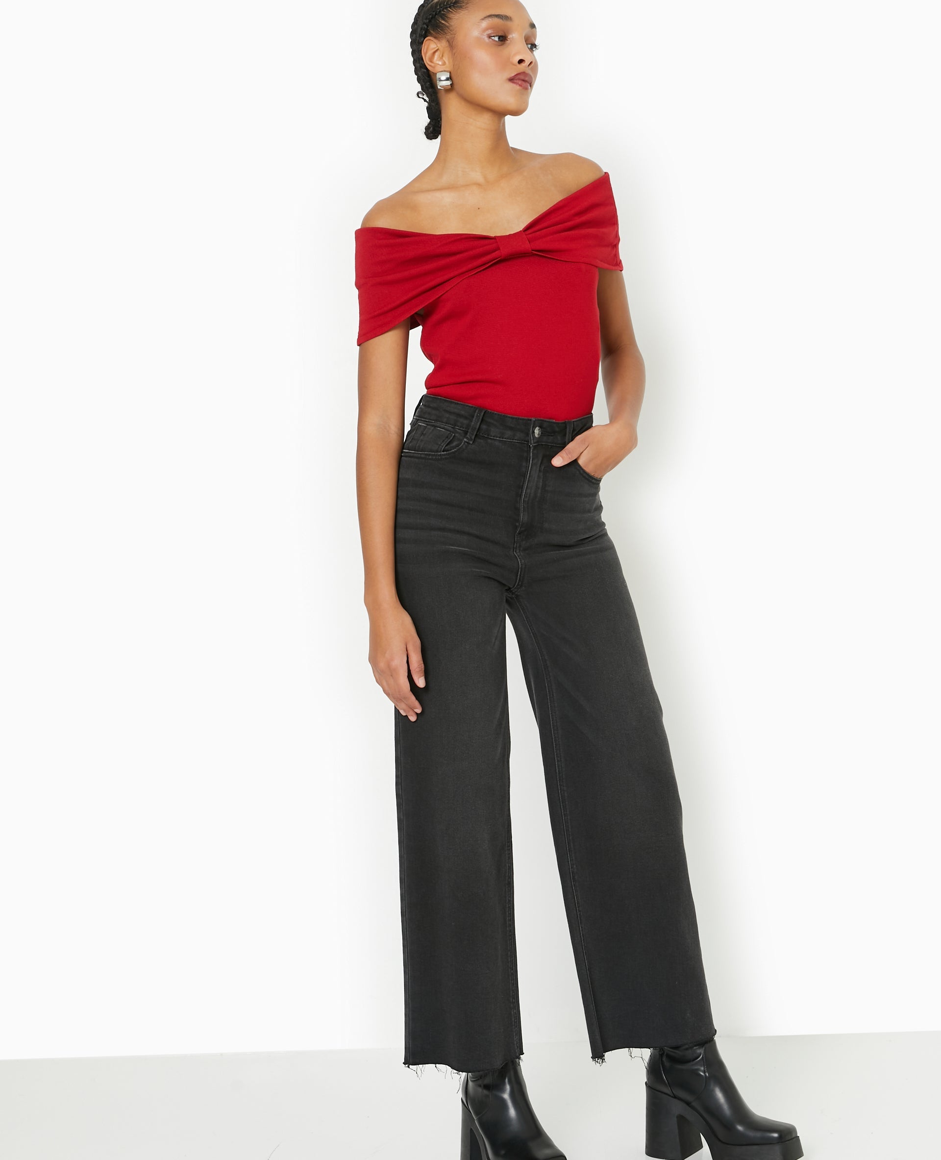 Top bustier en maille avec nœud