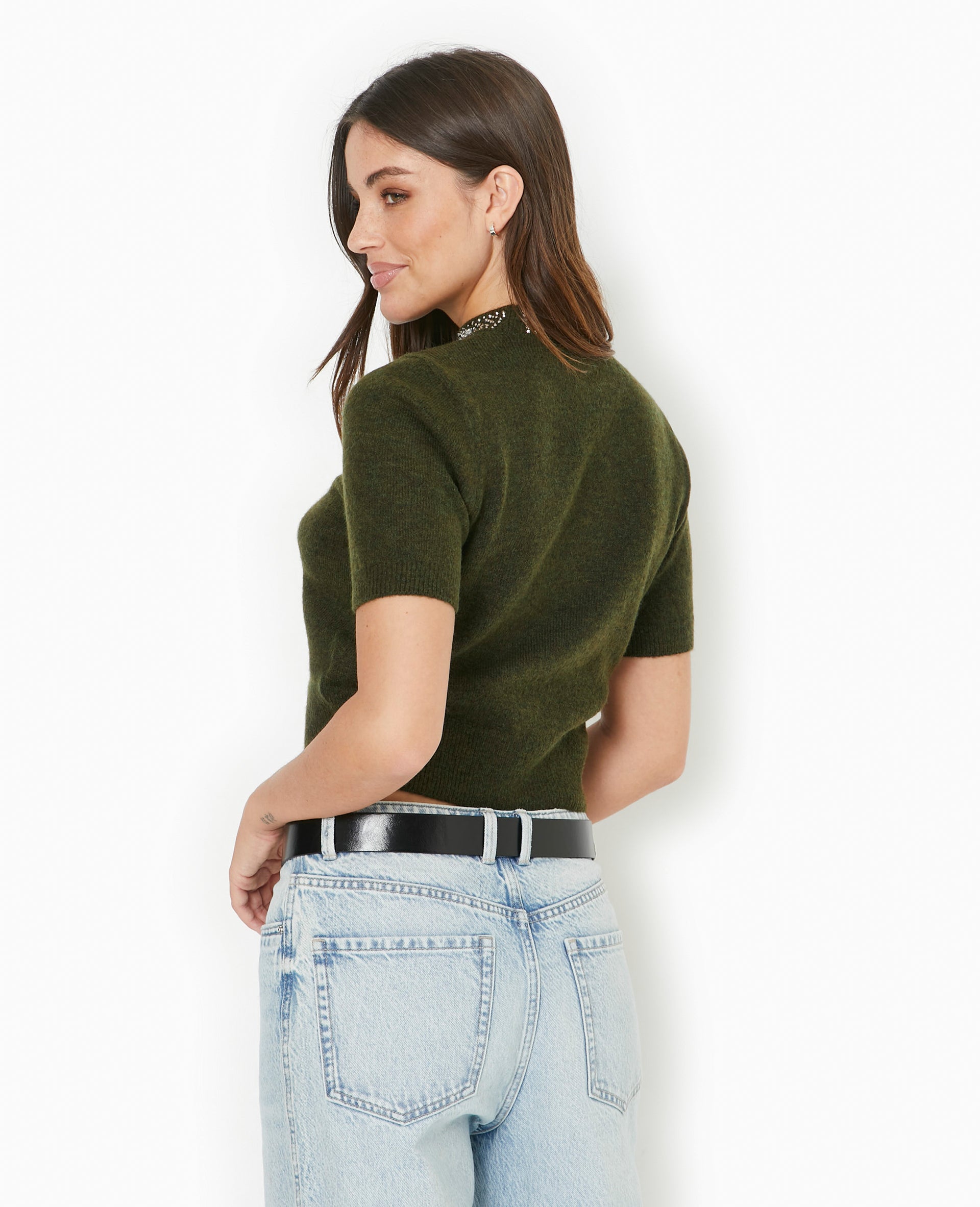 Pull manches courtes avec brillants