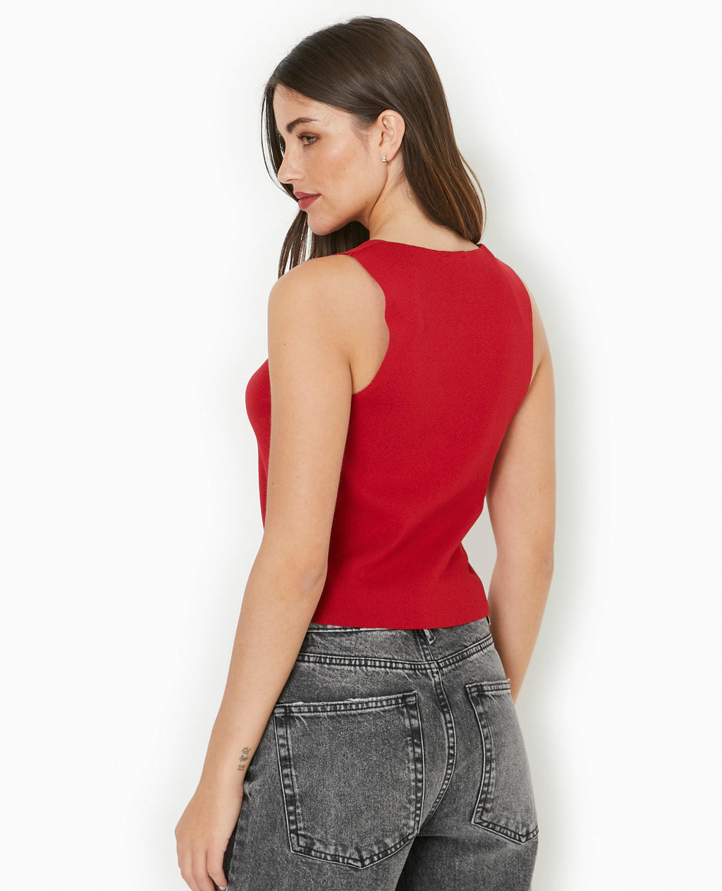 Top sans manches en maille avec fleur