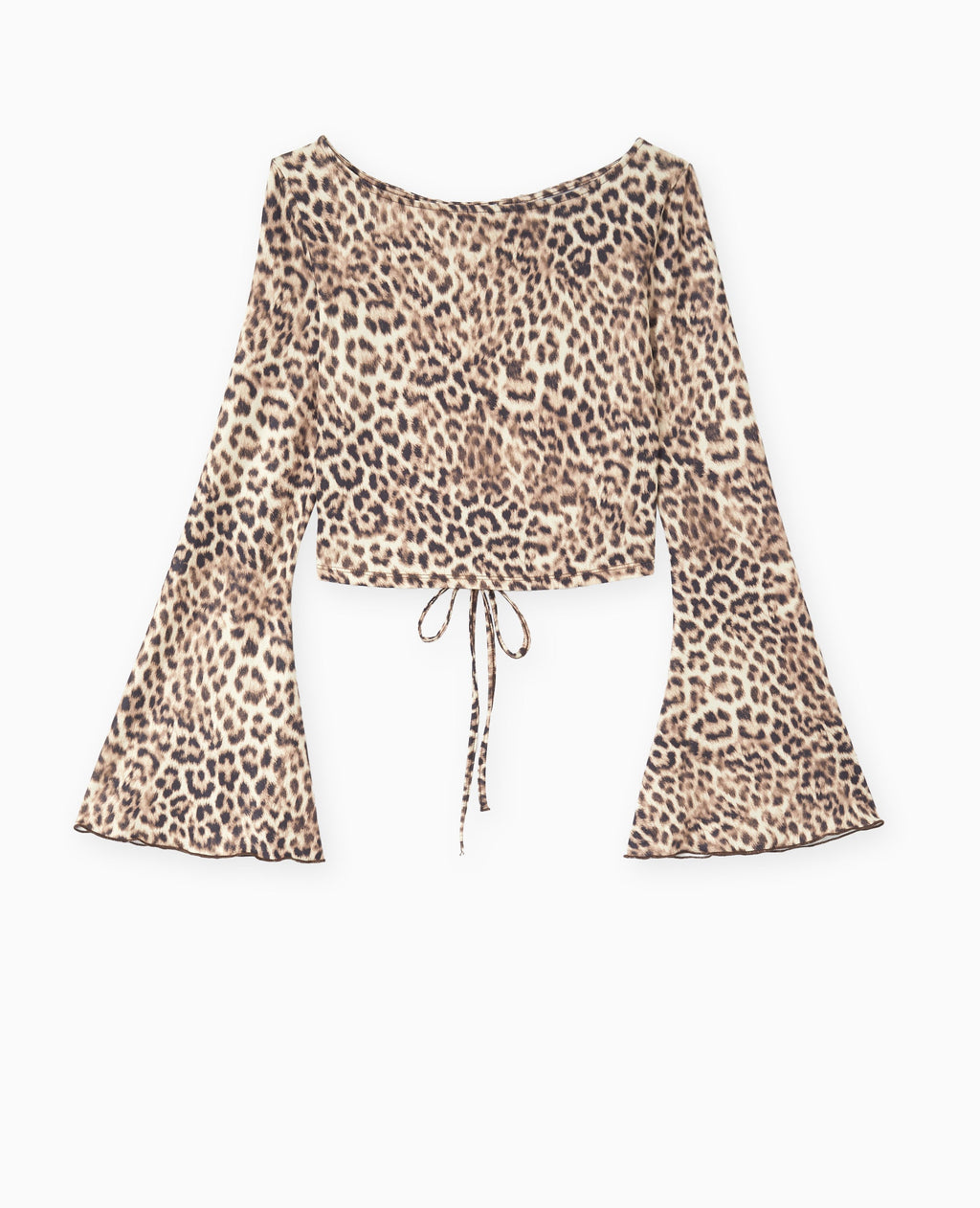 Top dos-nu manches flare motif léopard