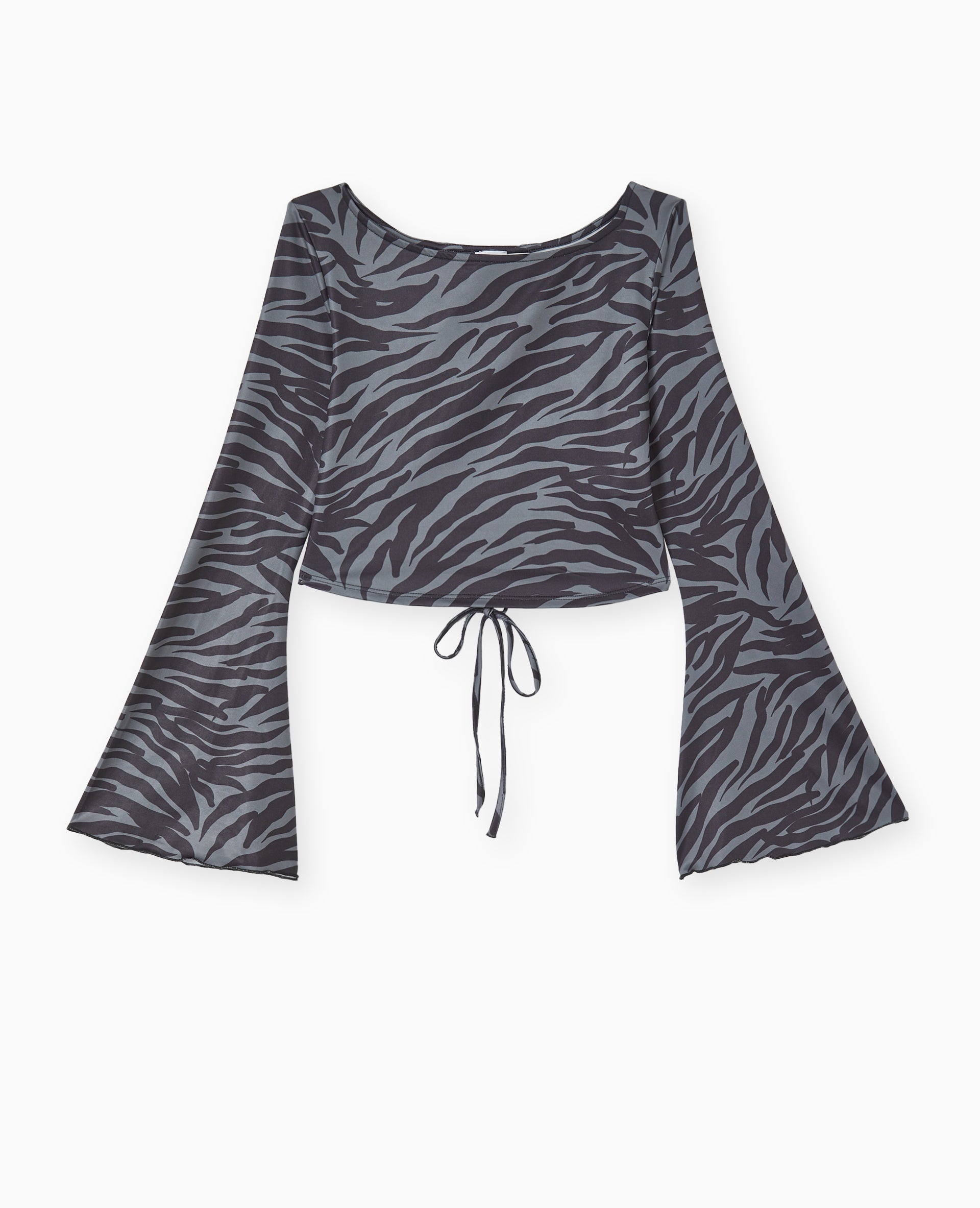 Top dos-nu manches flare motif zèbre