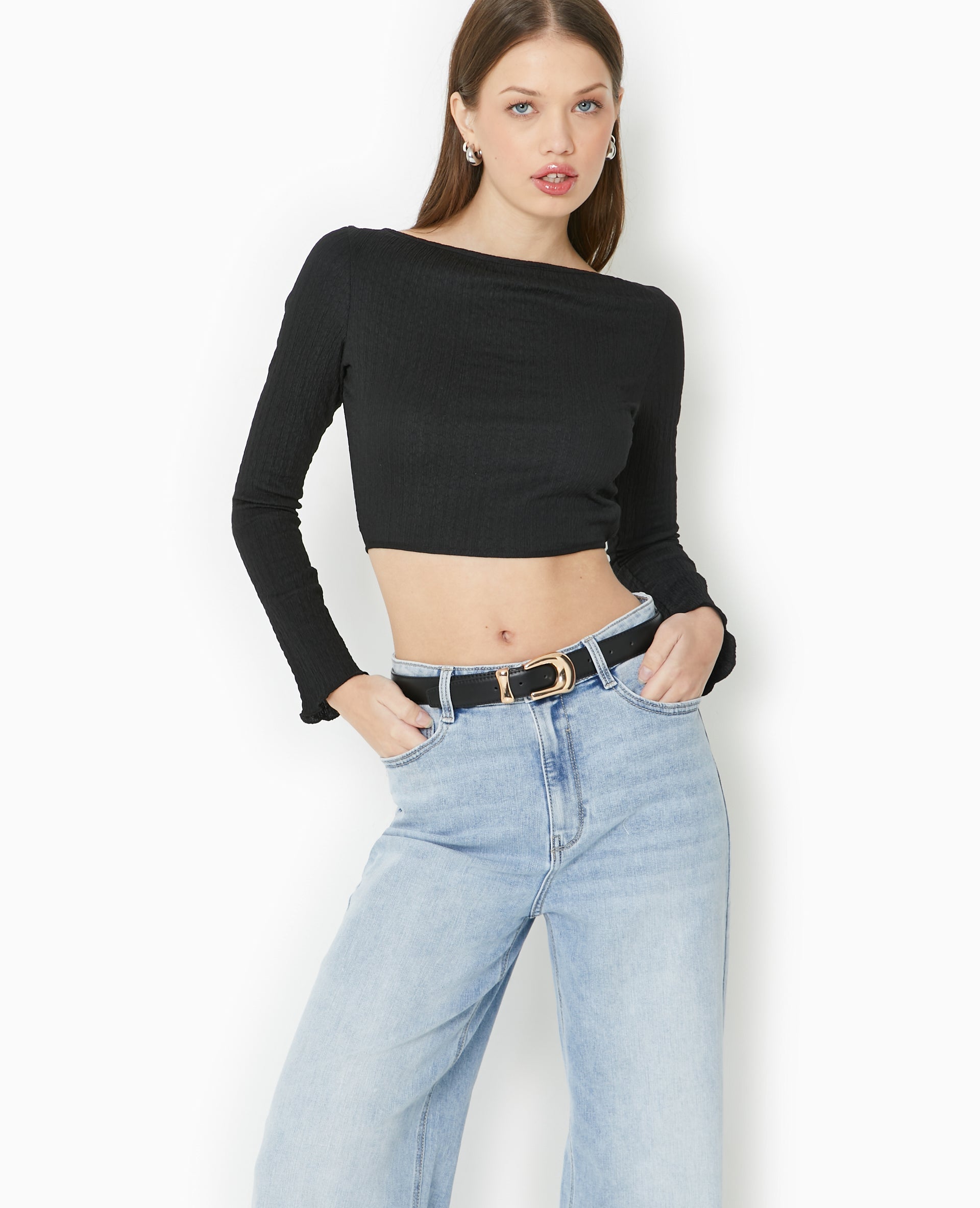Top dos-nu en maille texturée