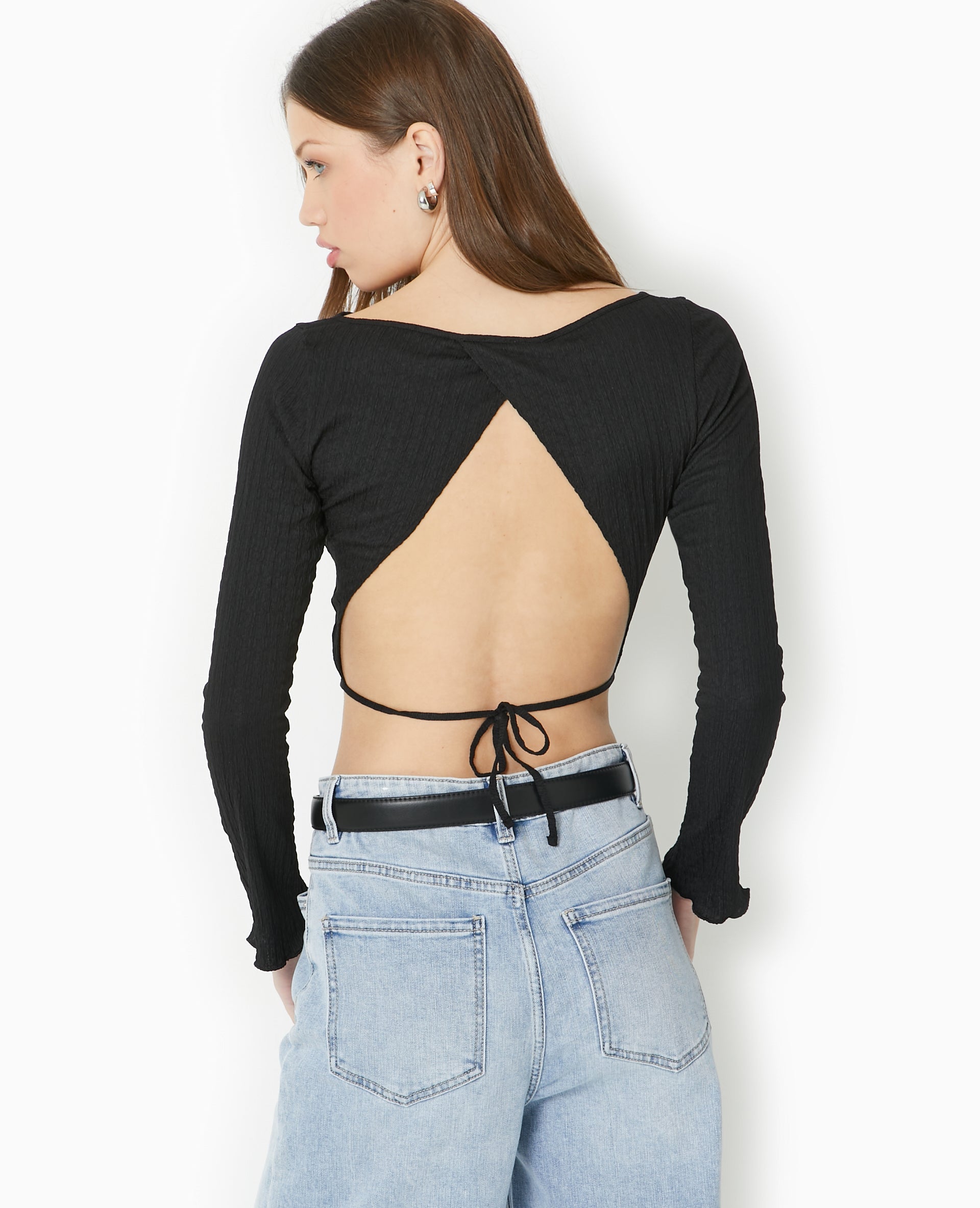 Top dos-nu en maille texturée