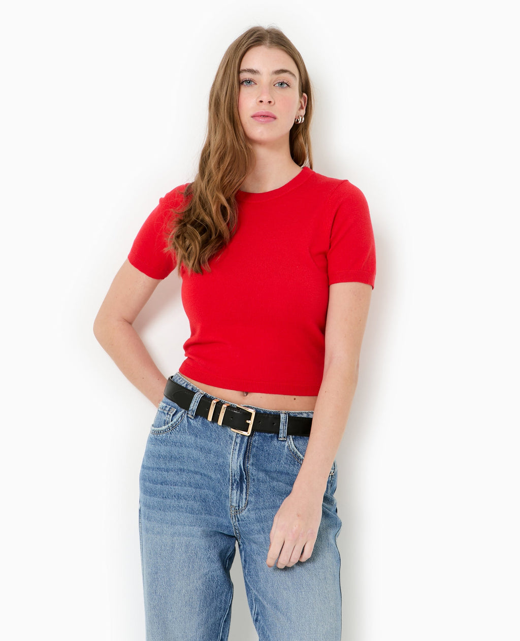 Pull manches courtes en maille fine