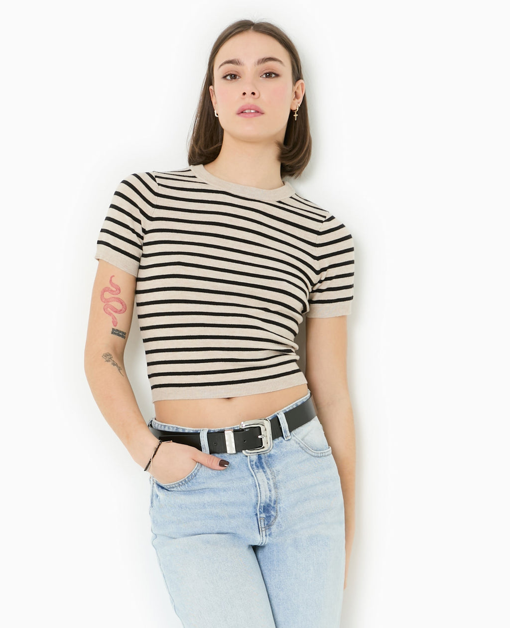 Pull manches courtes en maille fine