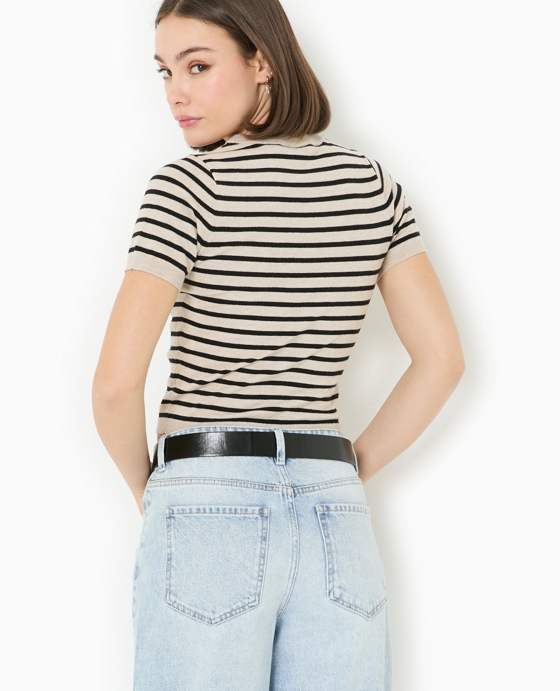 Pull manches courtes en maille fine