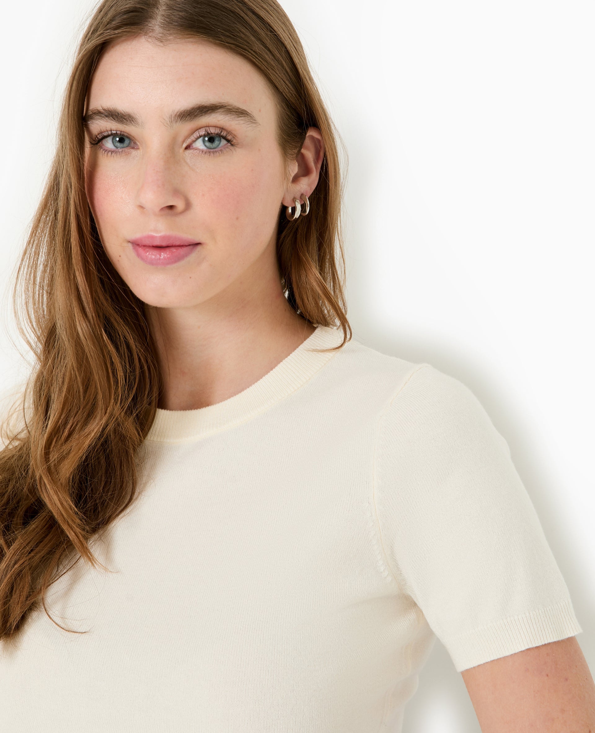 Pull manches courtes en maille fine