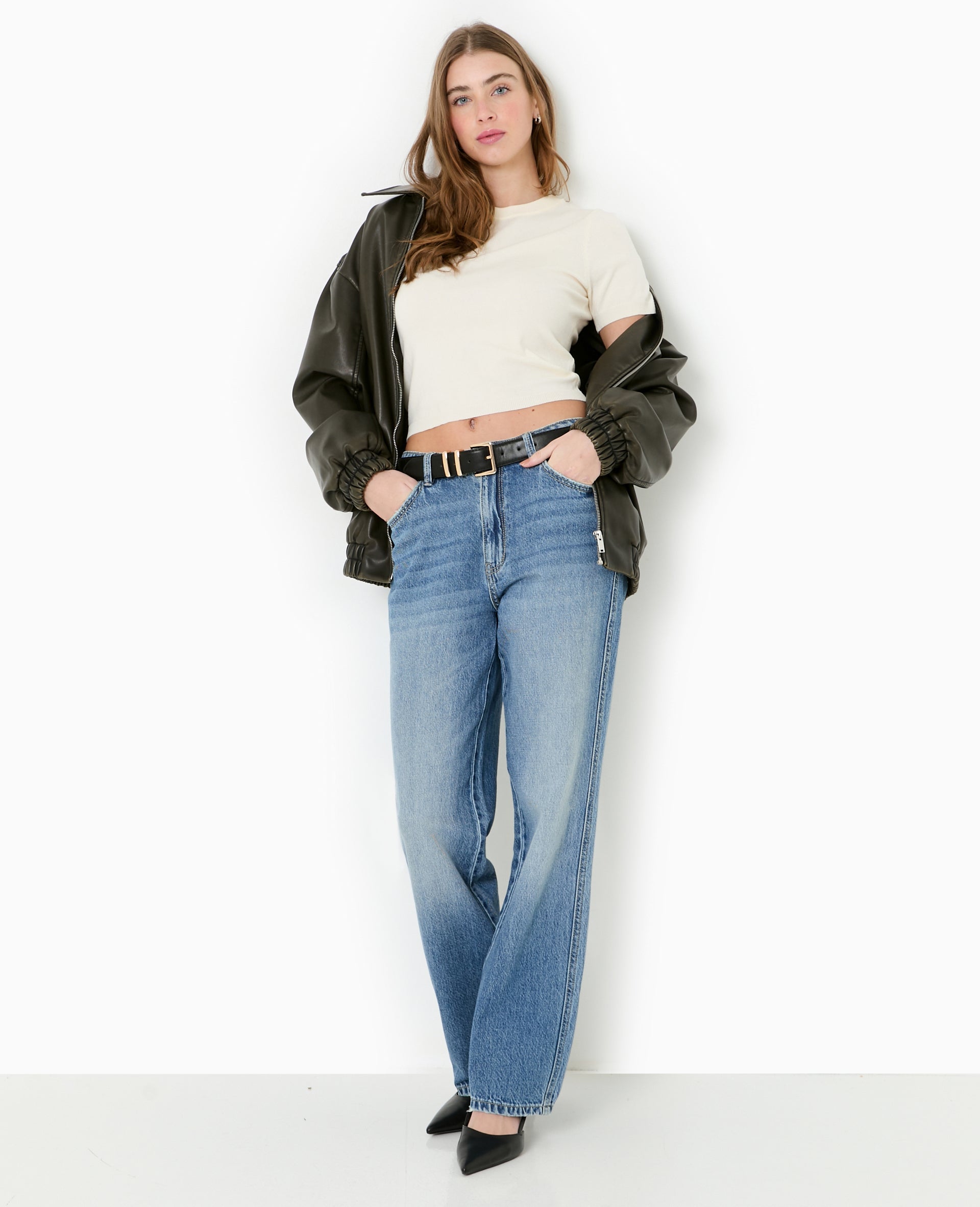 Pull manches courtes en maille fine