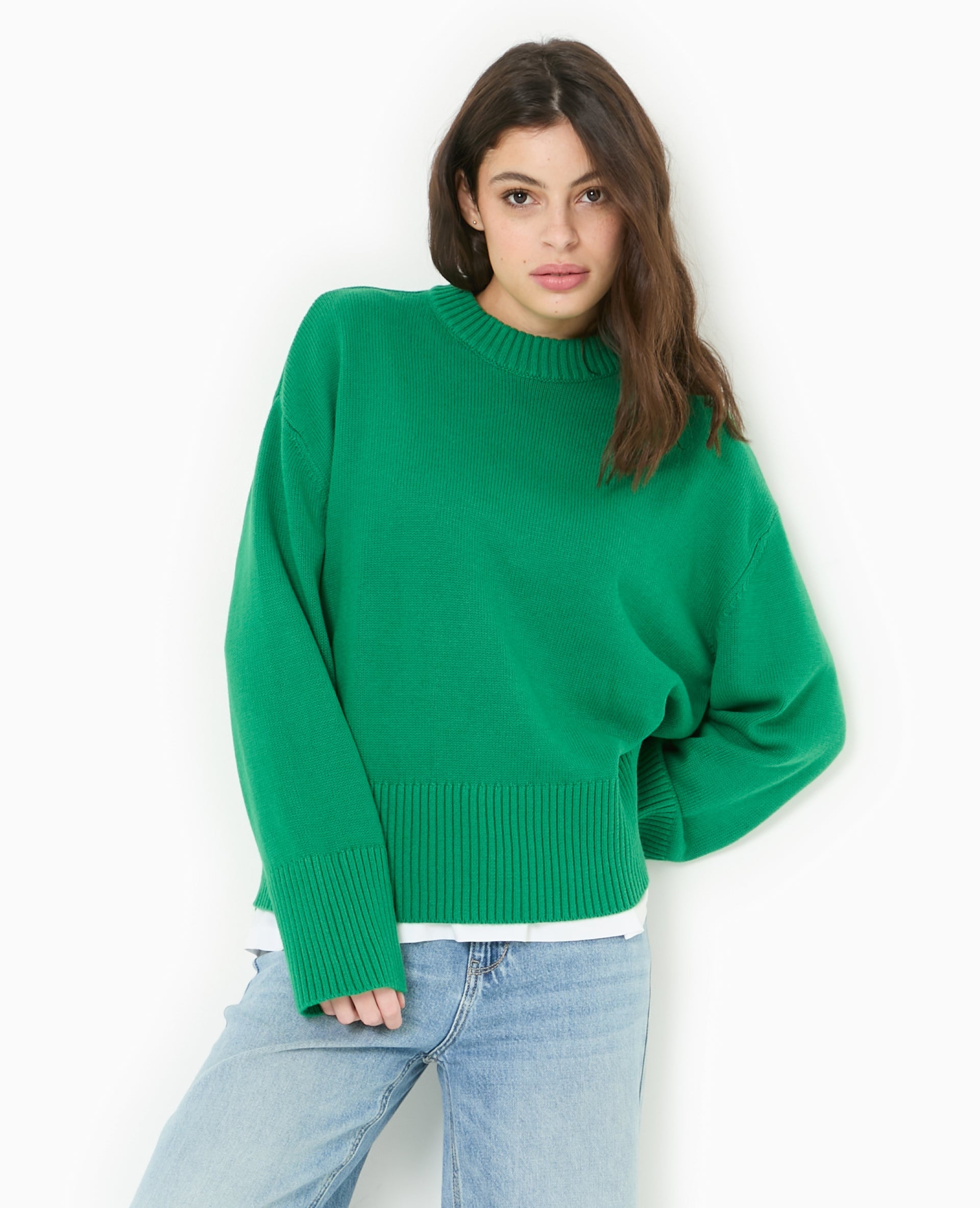 Pull oversize avec grands bord-côtes