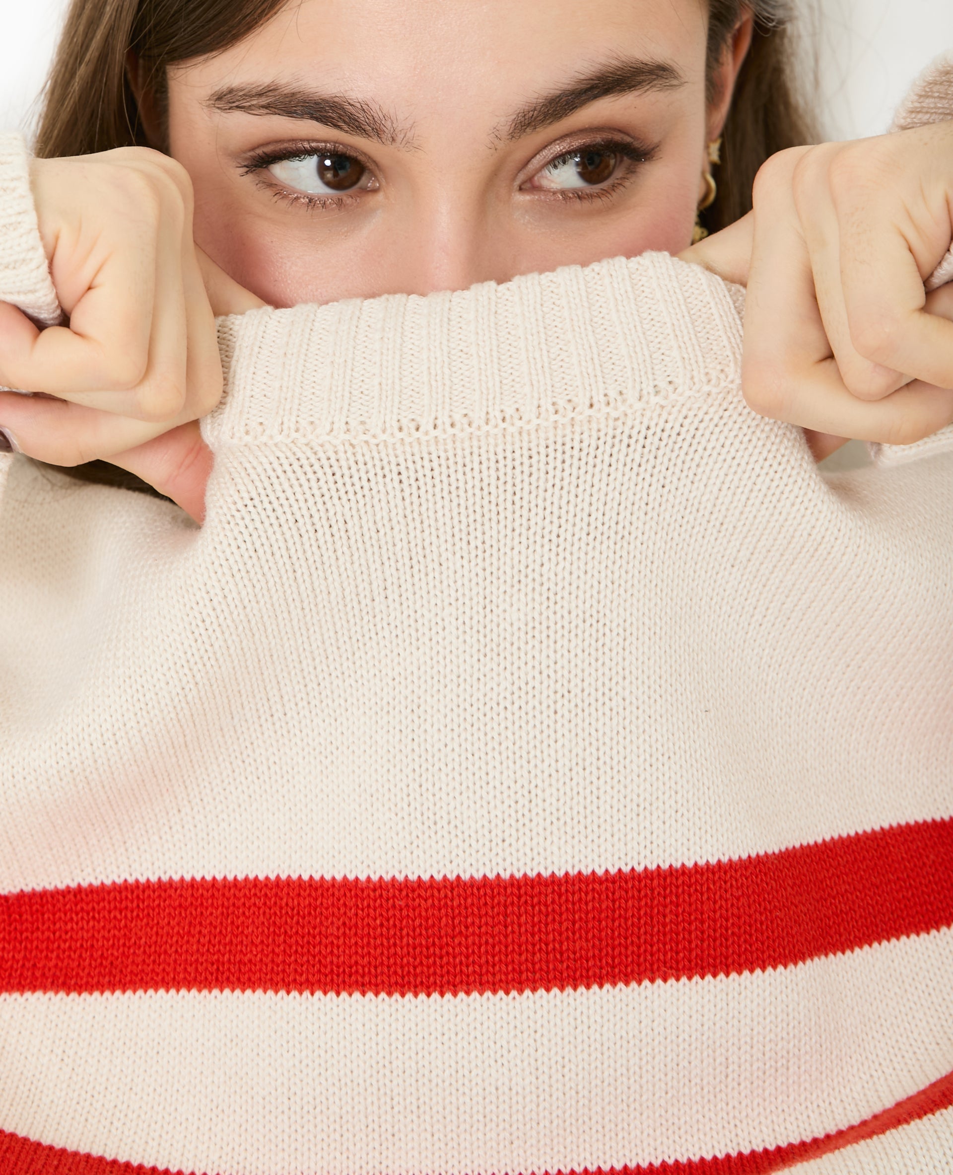 Pull oversize rayé avec grands bord-côtes