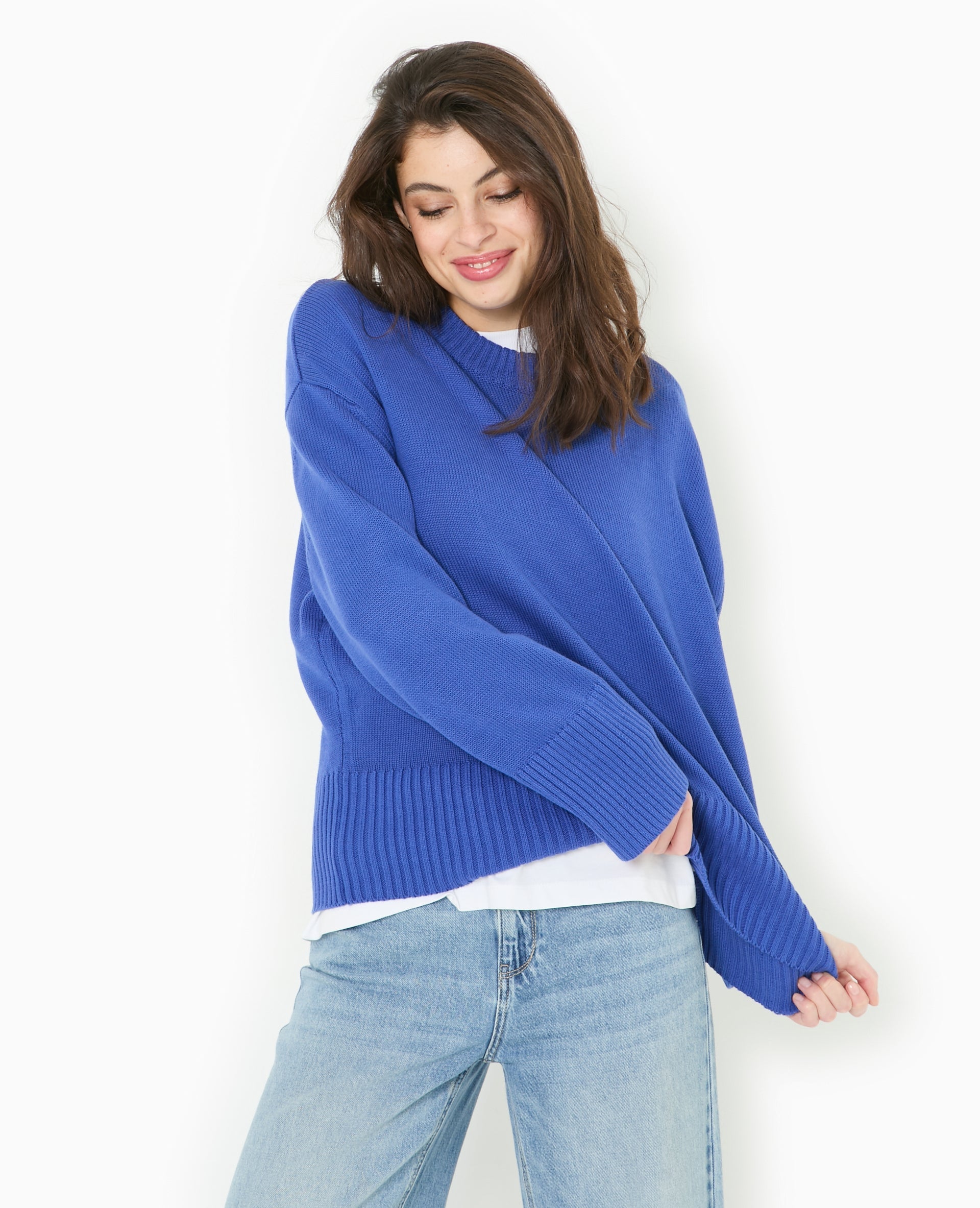 Pull oversize avec grands bord-côtes