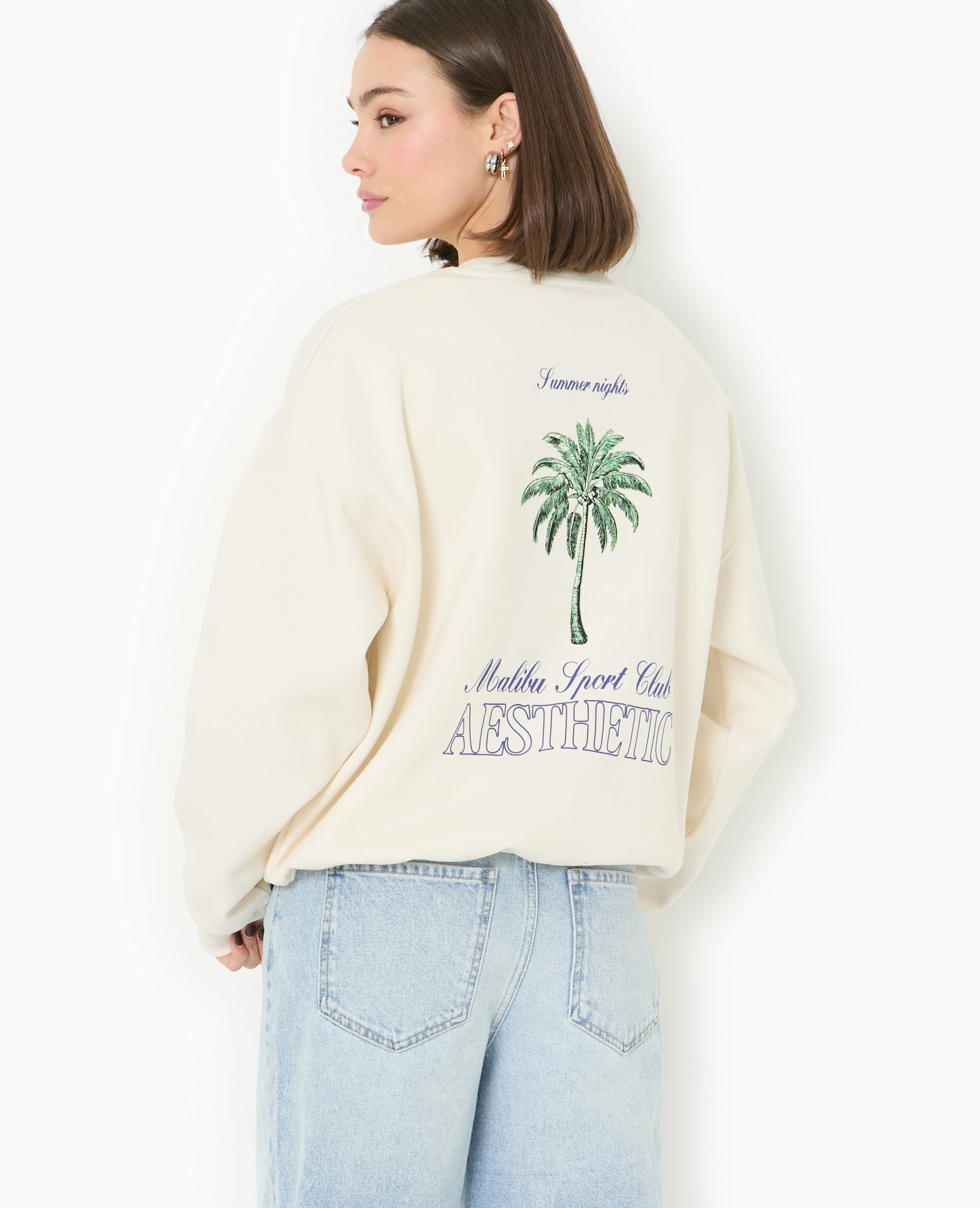 Sweat col rond avec print poitrine et dos