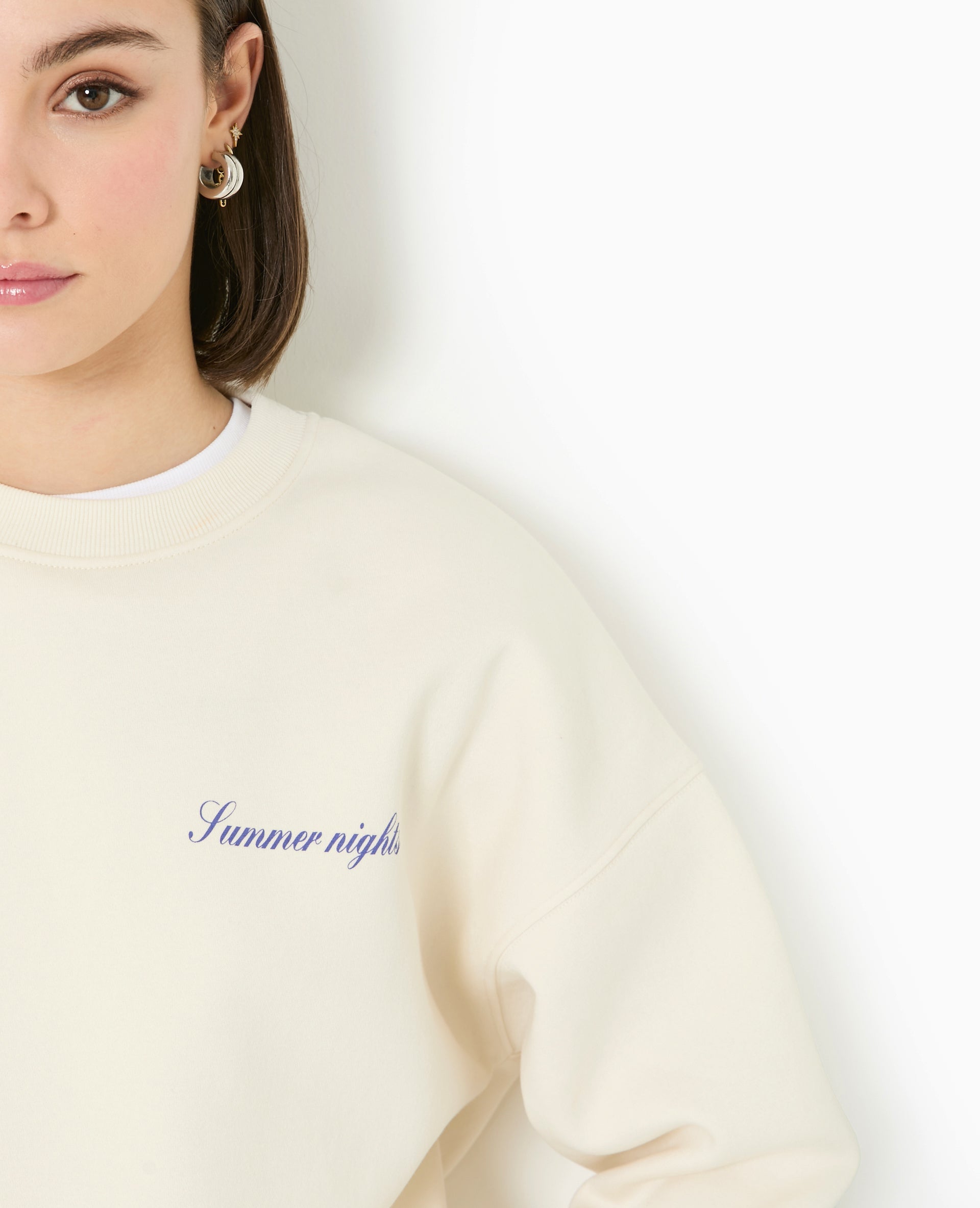 Sweat col rond avec print poitrine et dos