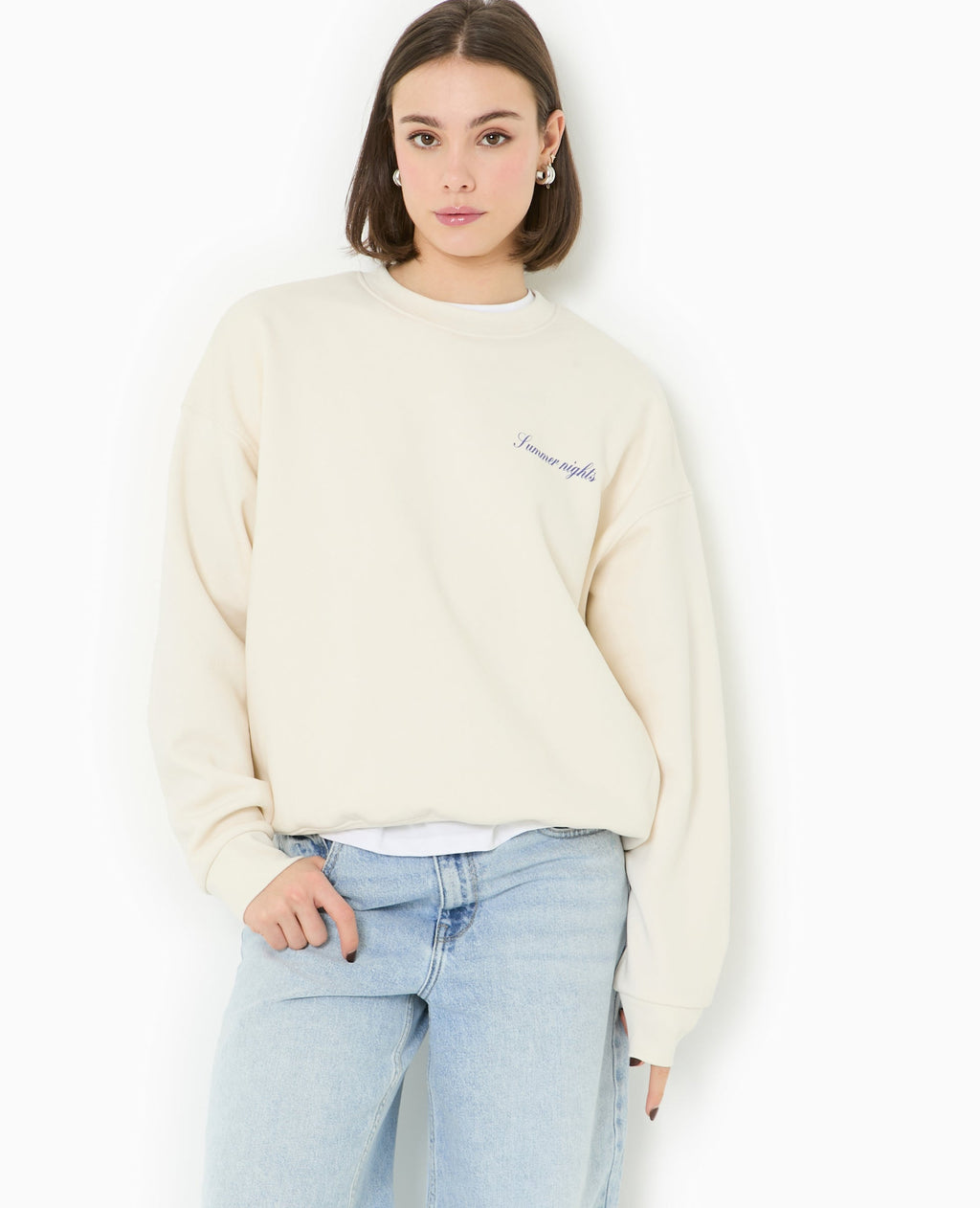Sweat col rond avec print poitrine et dos