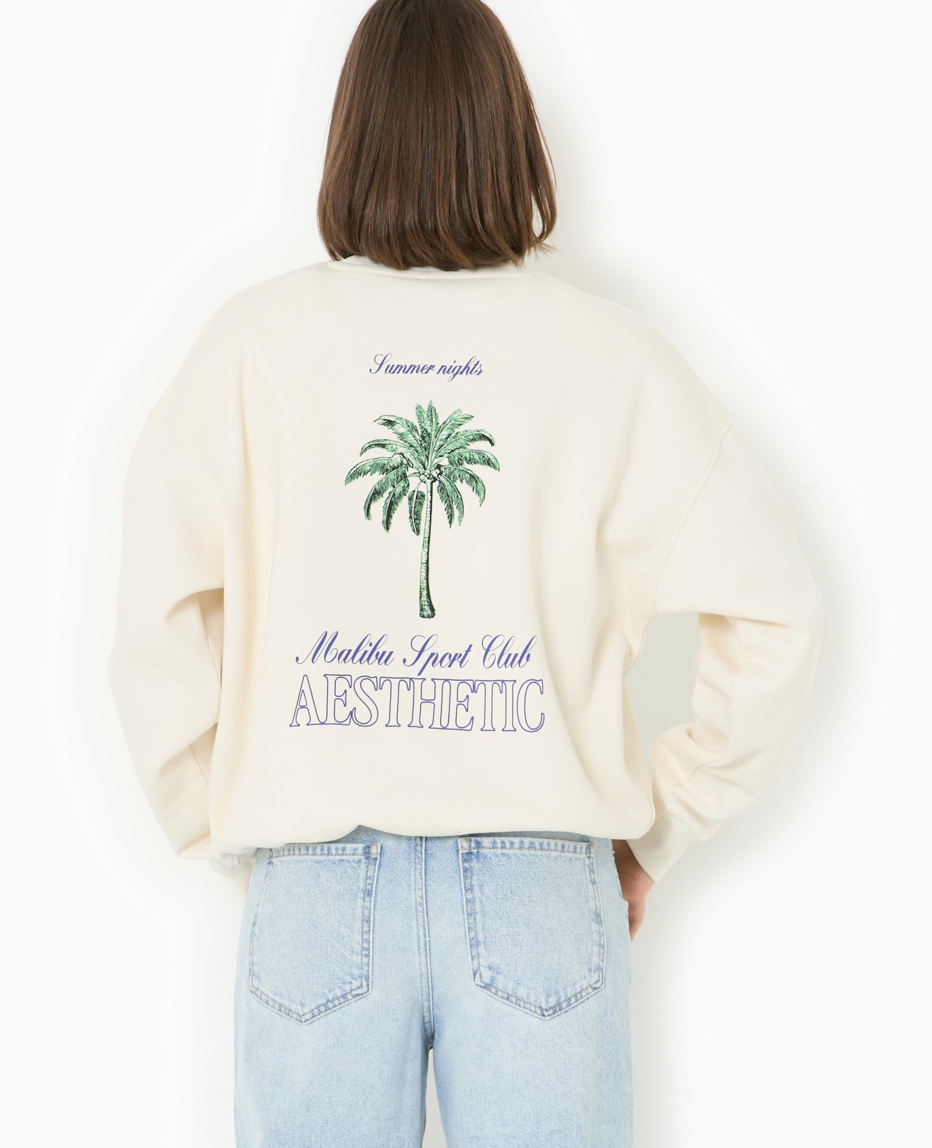 Sweat col rond avec print poitrine et dos