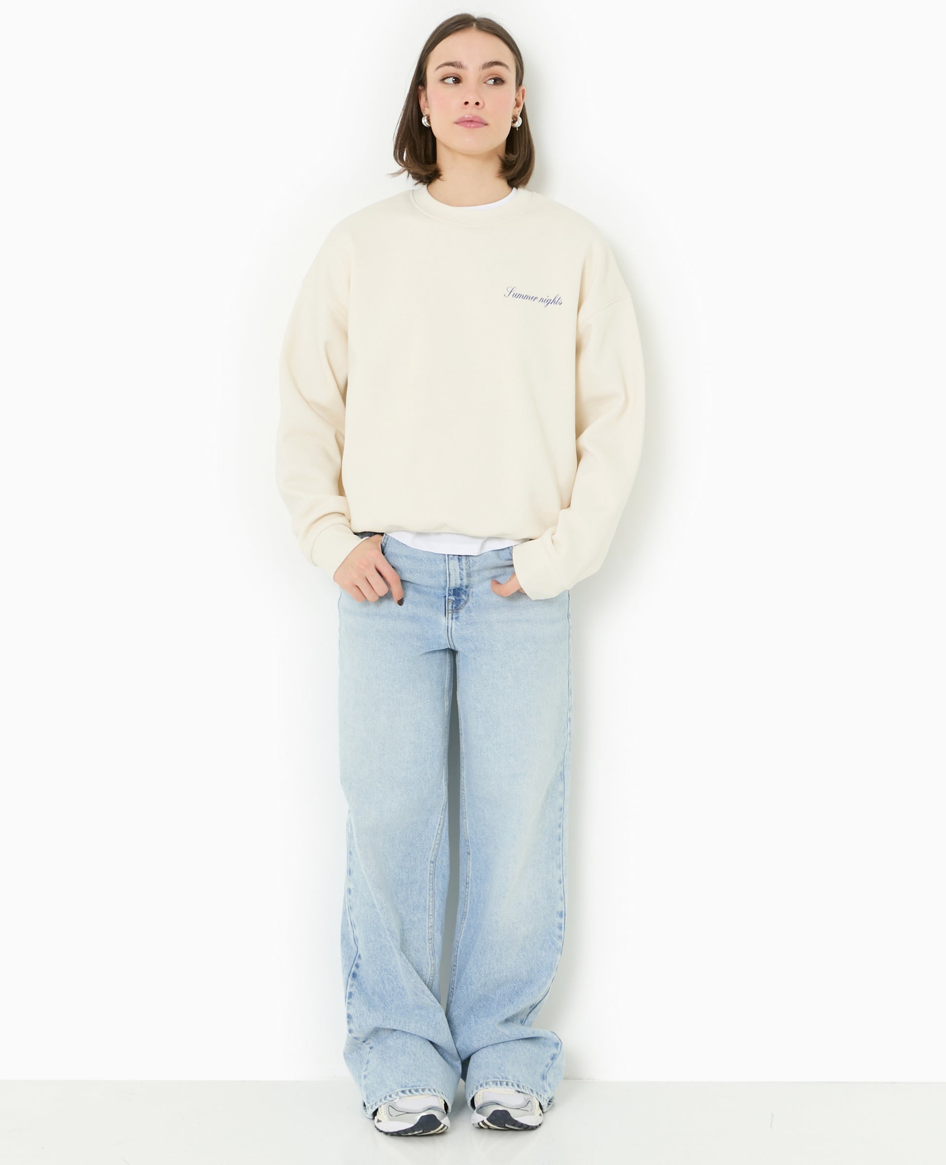 Sweat col rond avec print poitrine et dos