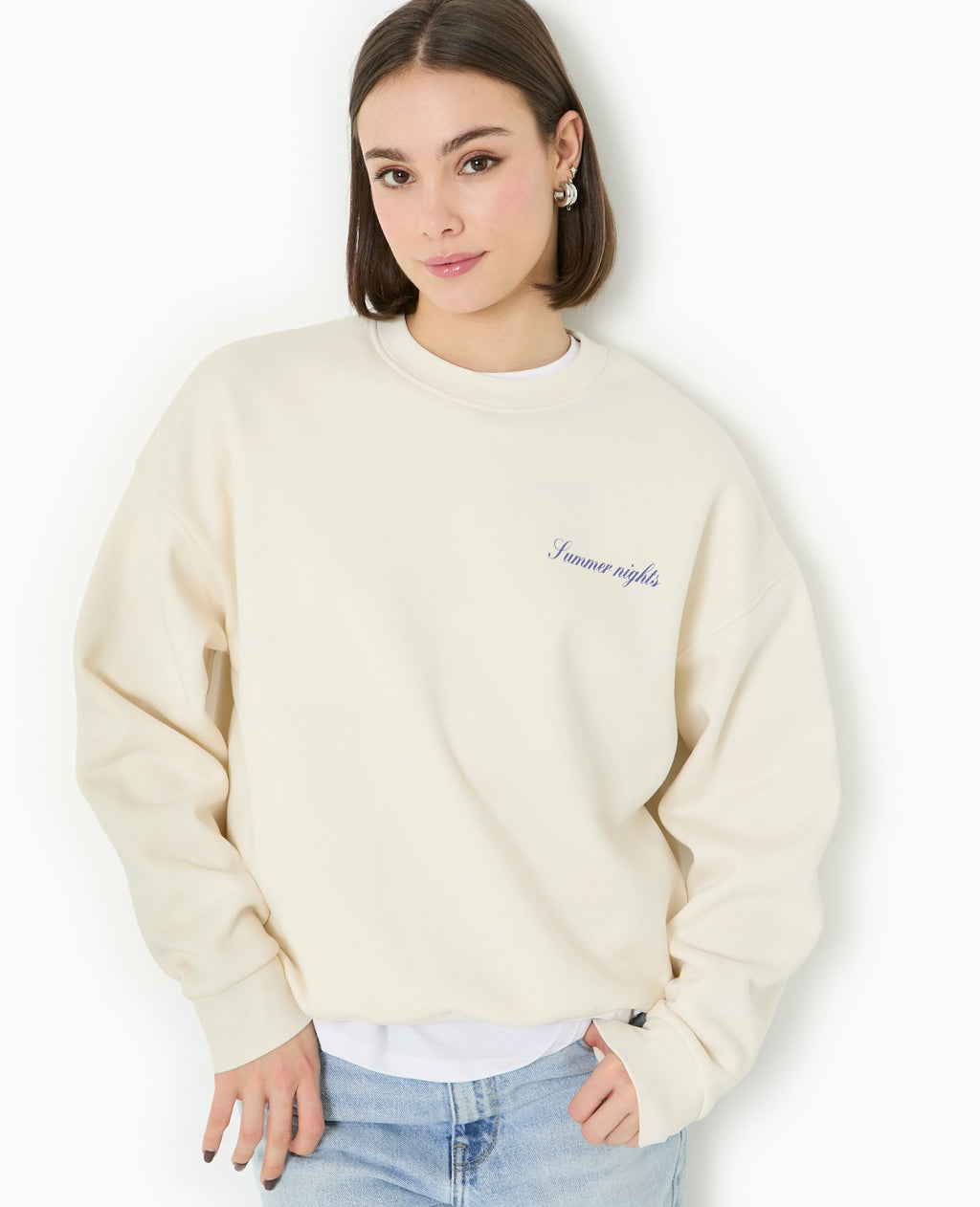 Sweat col rond avec print poitrine et dos