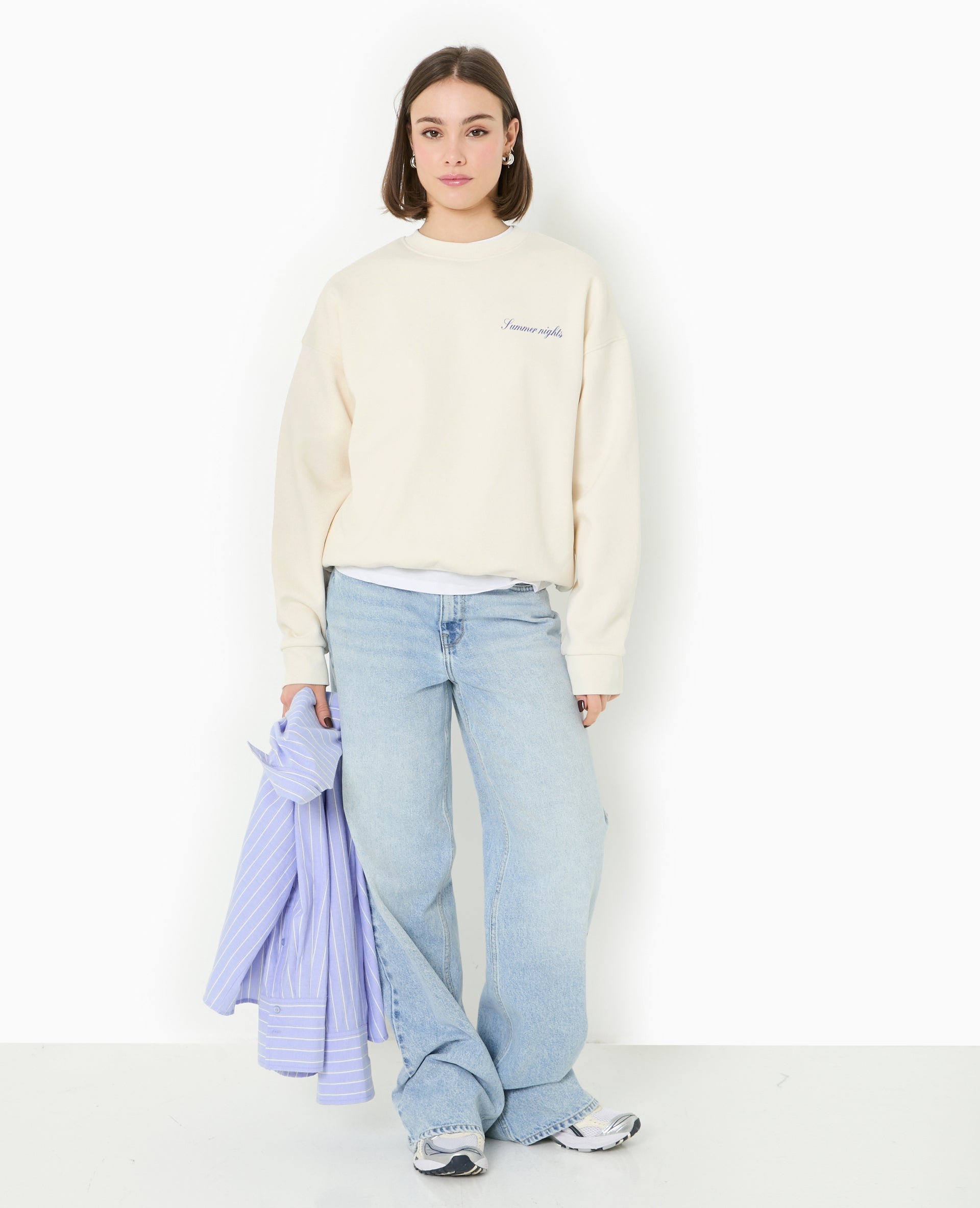 Sweat col rond avec print poitrine et dos