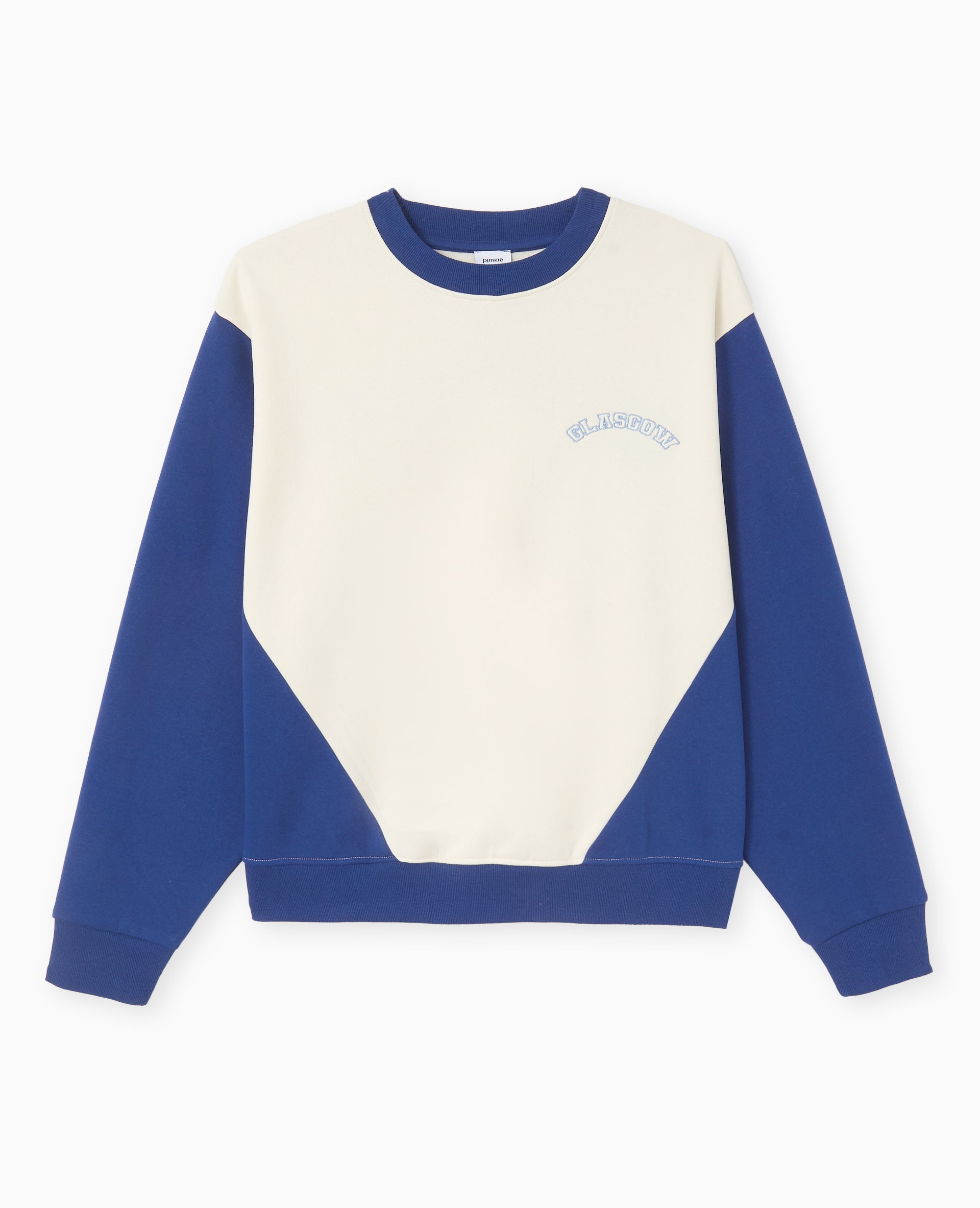 Sweat bicolore avec broderie poitrine et dos