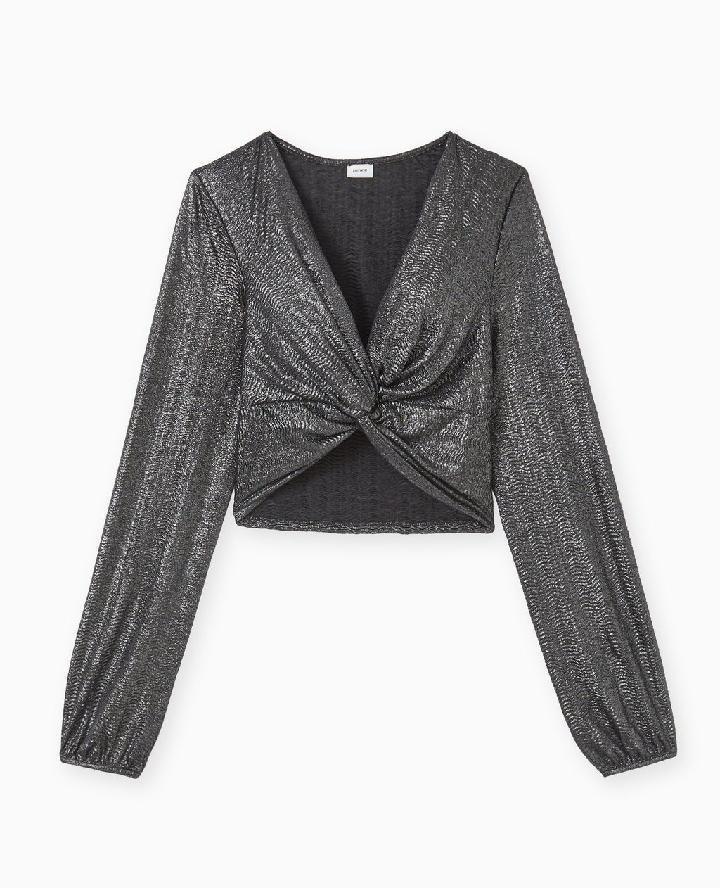 Top court en tissu texturé avec lurex doré