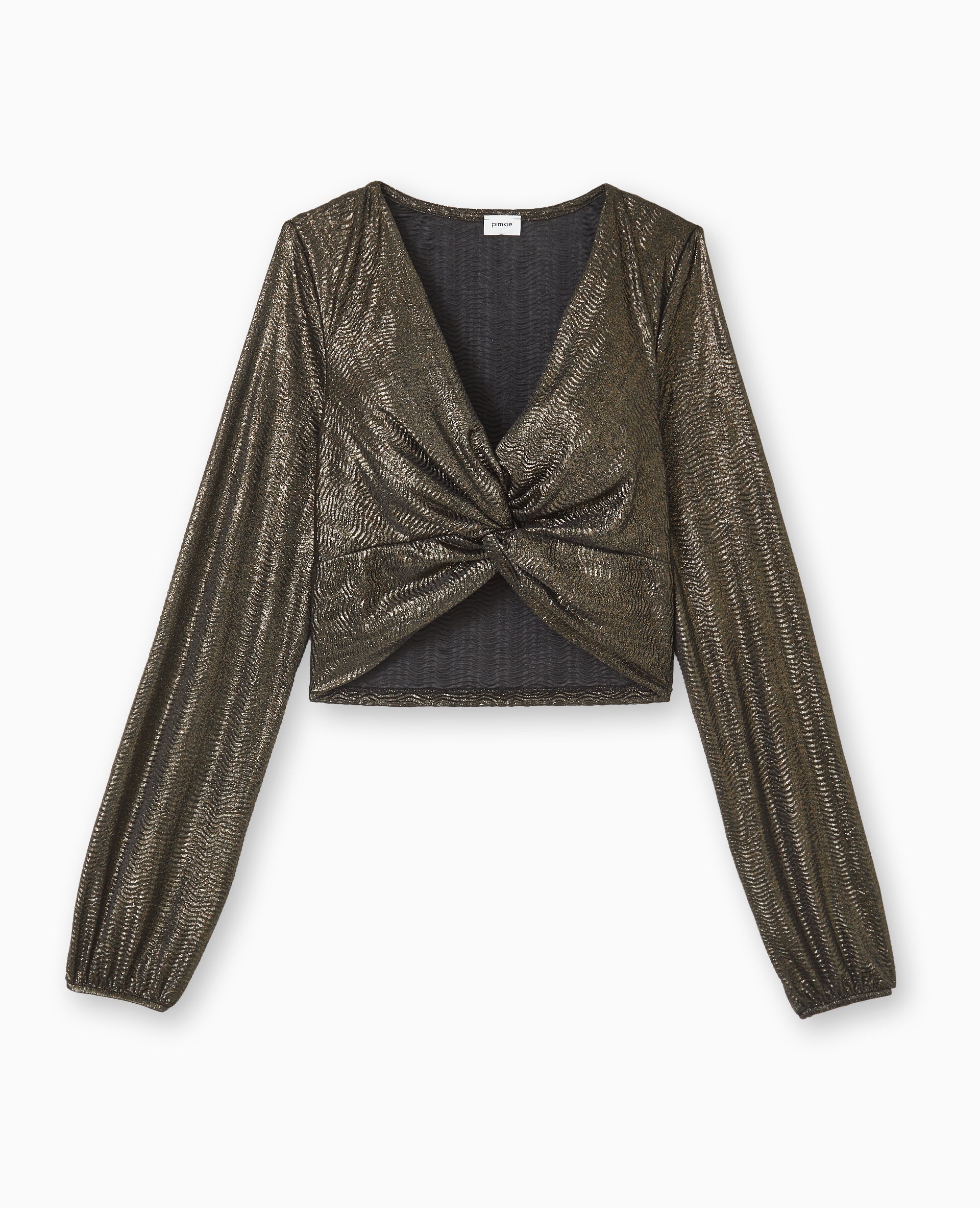 Top court en tissu texturé avec lurex argenté