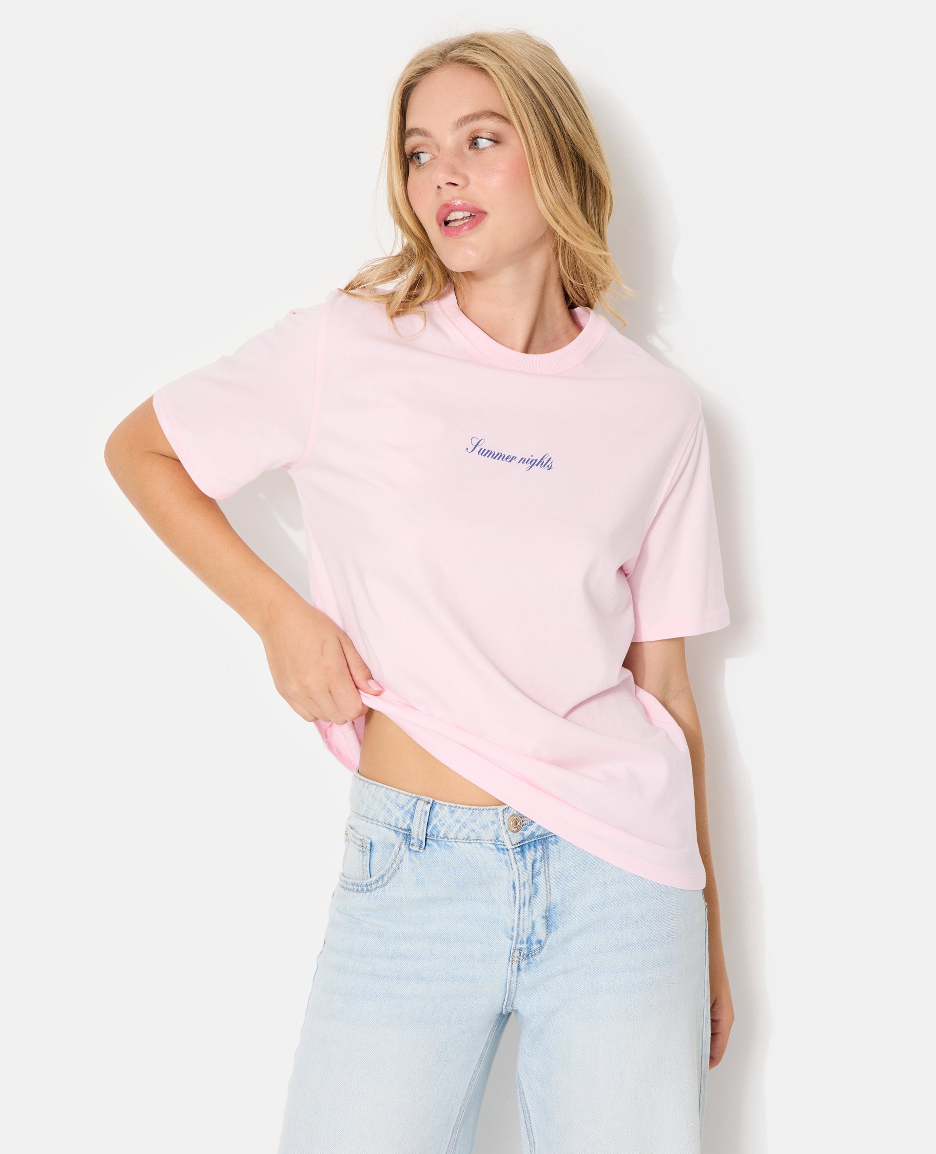 T-shirt ample avec print poitrine et dos