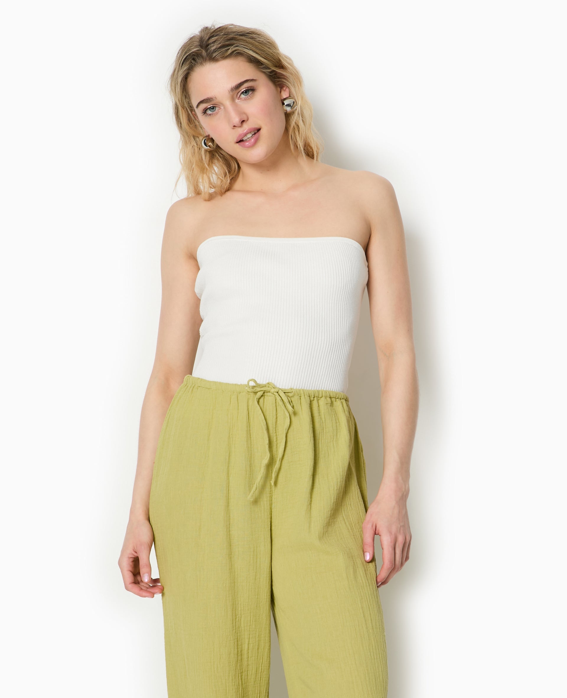 Top bustier en maille côtelée