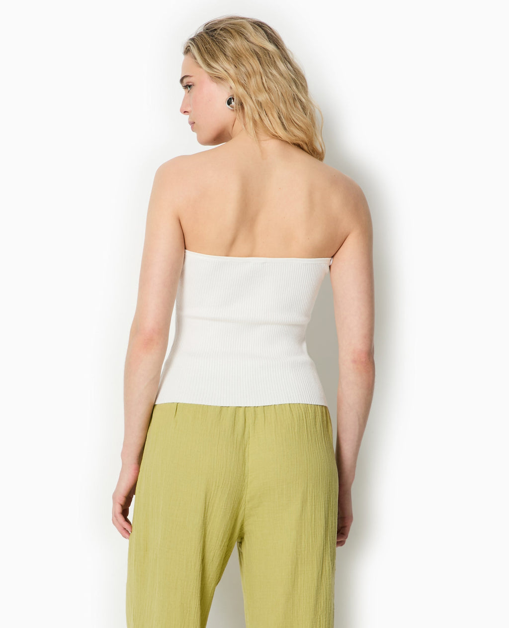 Top bustier en maille côtelée