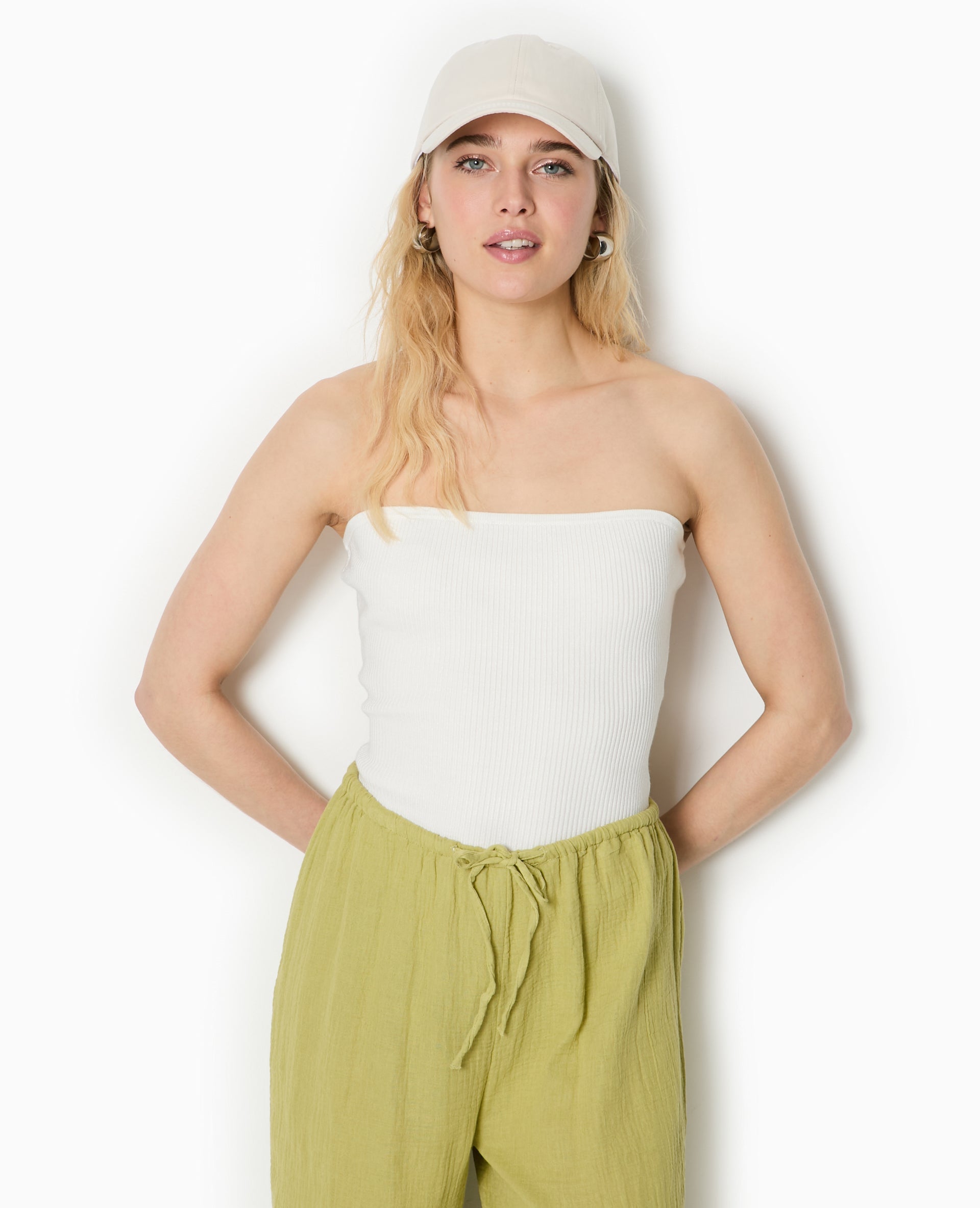 Top bustier en maille côtelée