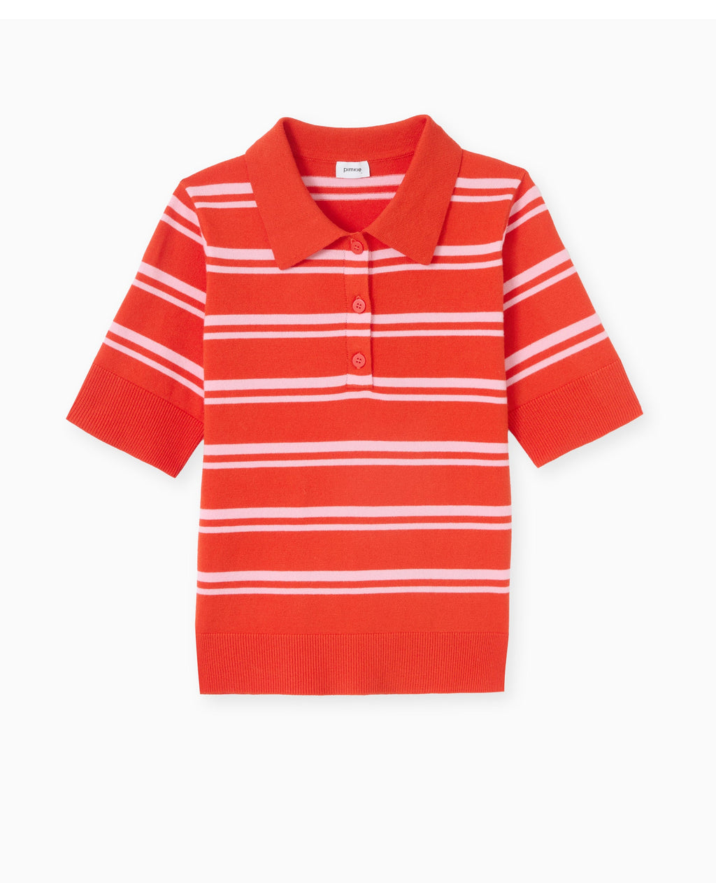 Pull manches courtes col polo motif rayures