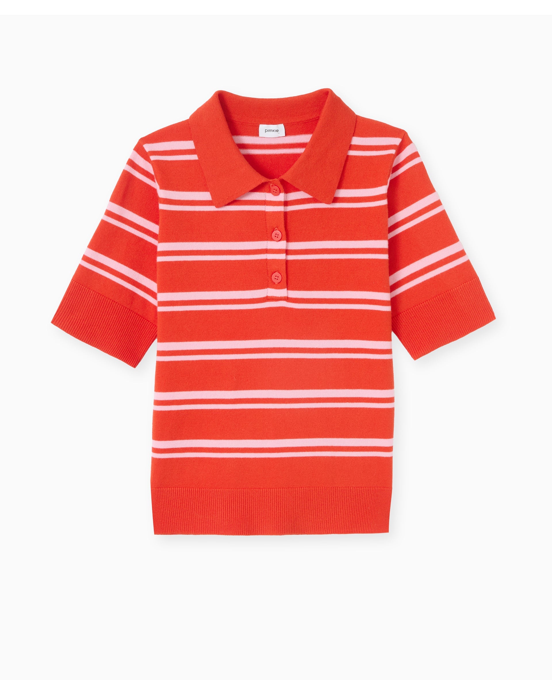 Pull manches courtes col polo motif rayures