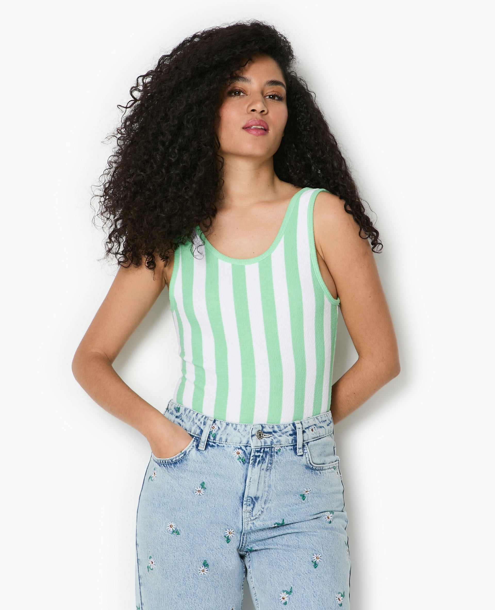 Body maille reliefée rayé