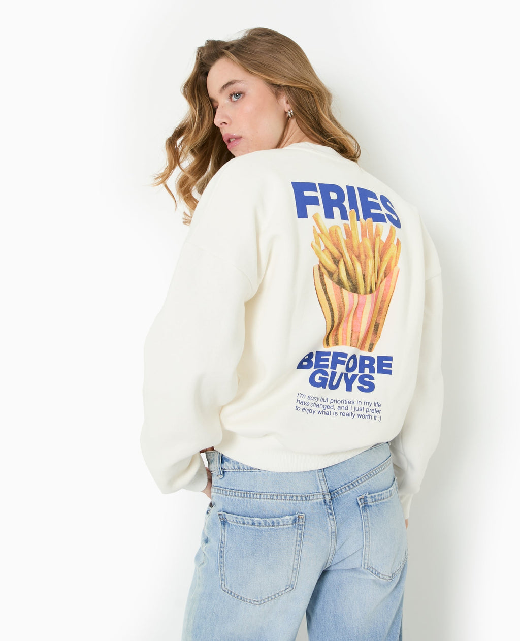 Sweat oversize avec print poitrine et dos