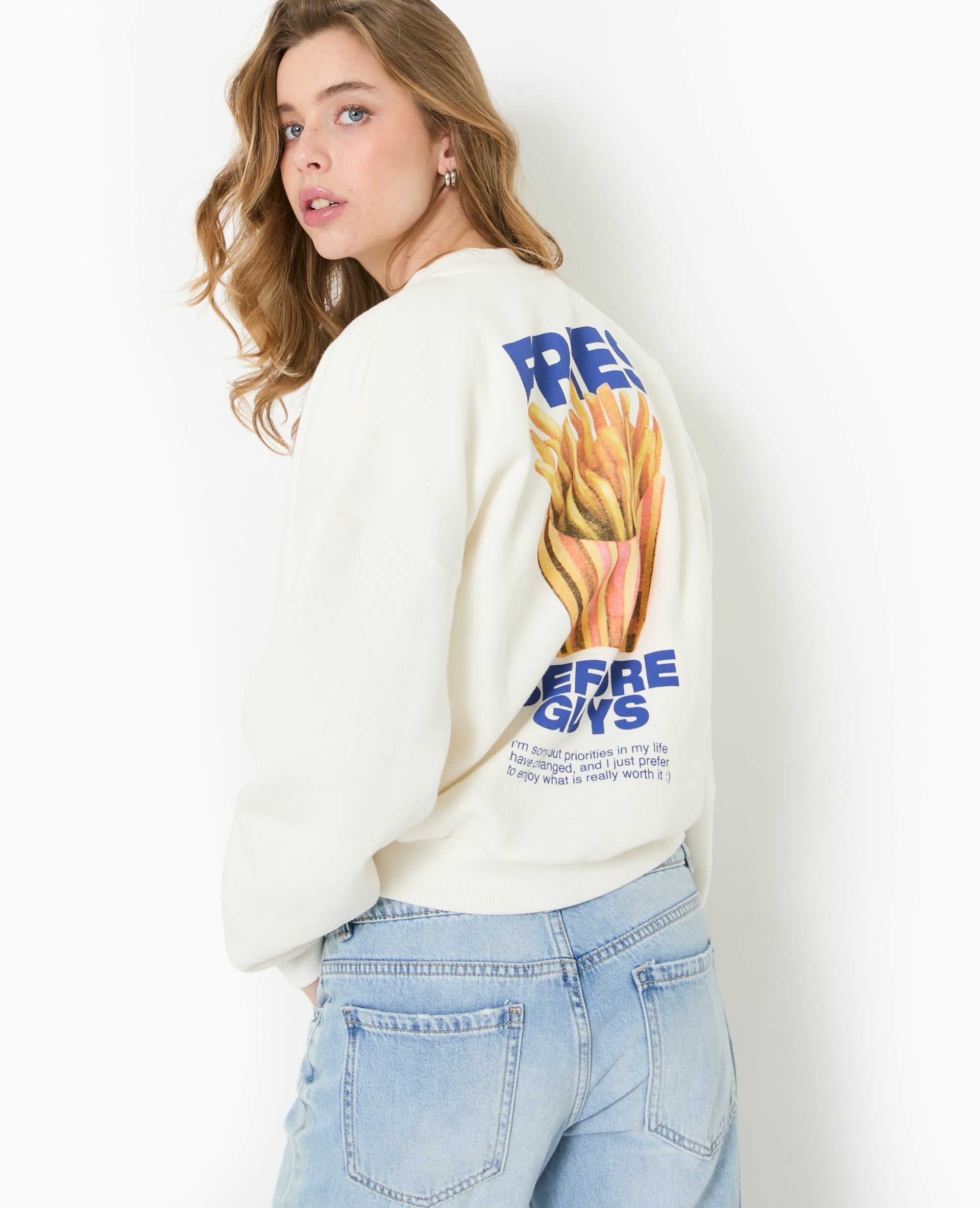 Sweat oversize avec print poitrine et dos