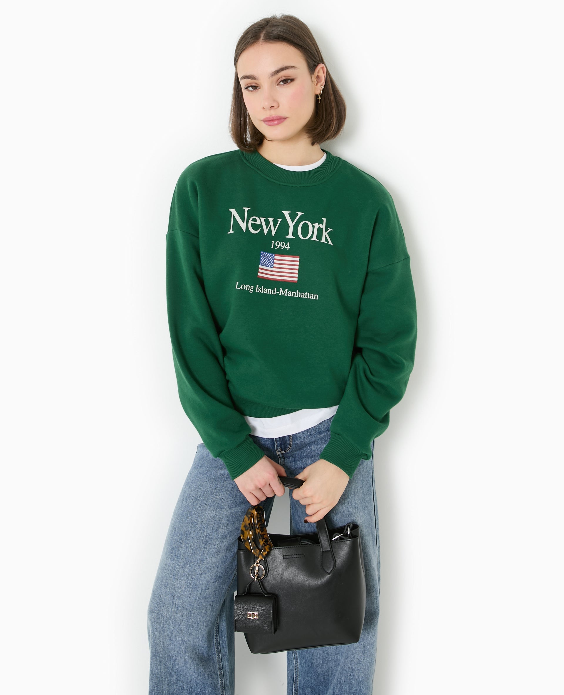 Sweat col rond avec print