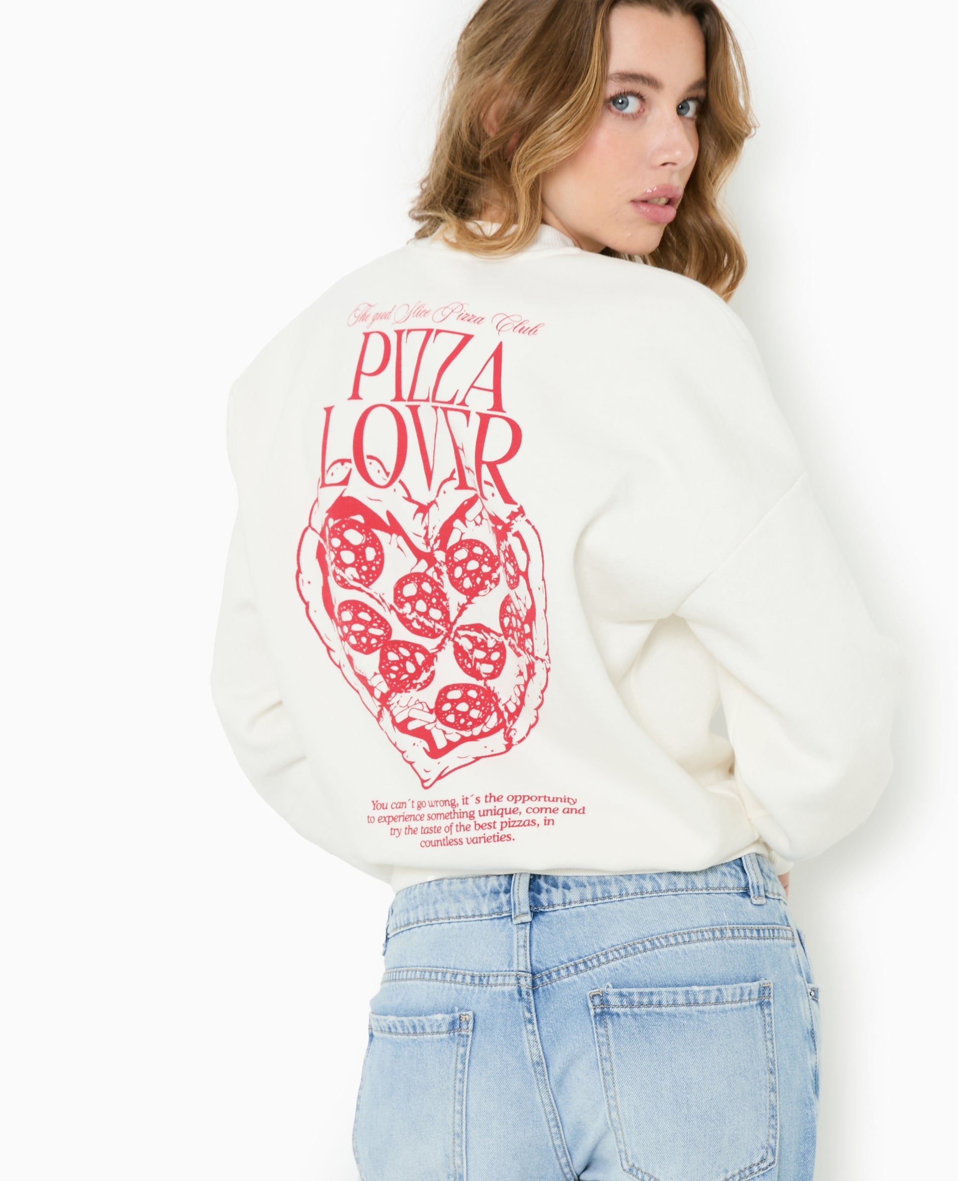 Sweat oversize avec print poitrine et dos