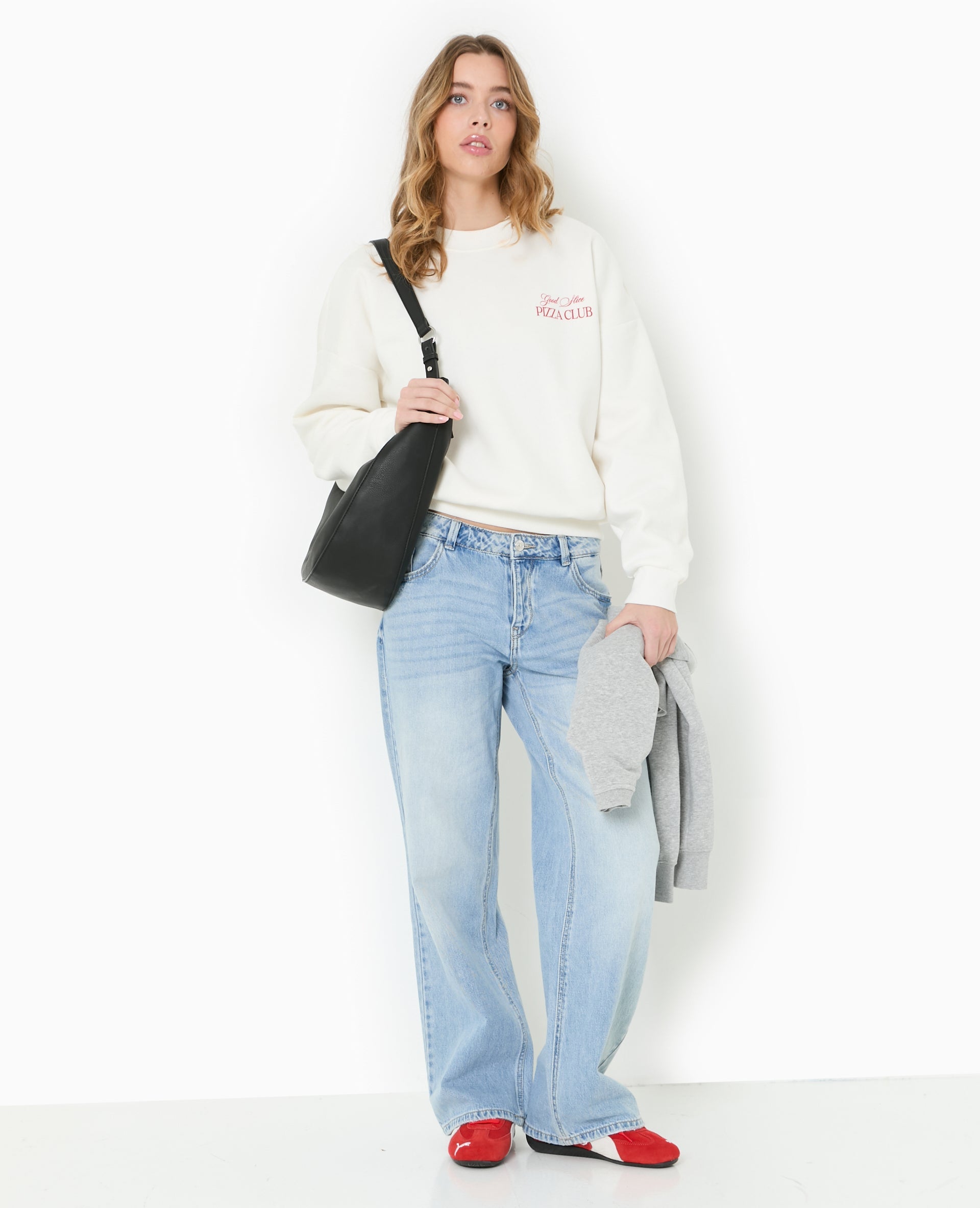 Sweat oversize avec print poitrine et dos
