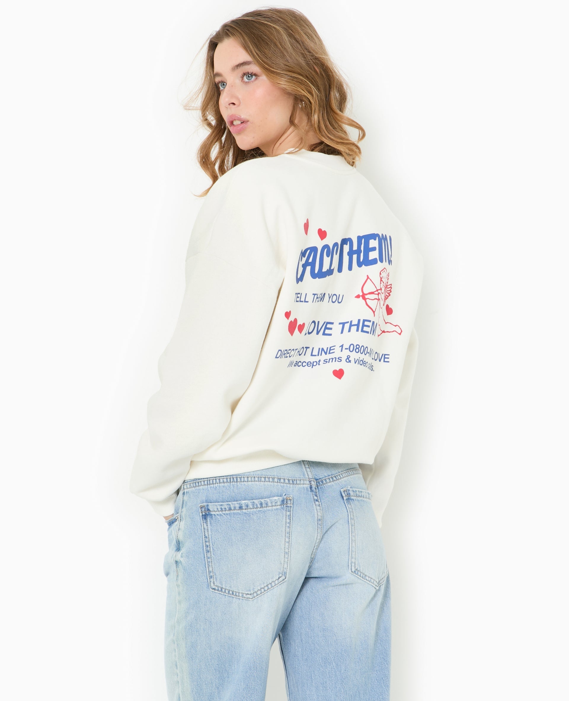 Sweat oversize avec print poitrine et dos