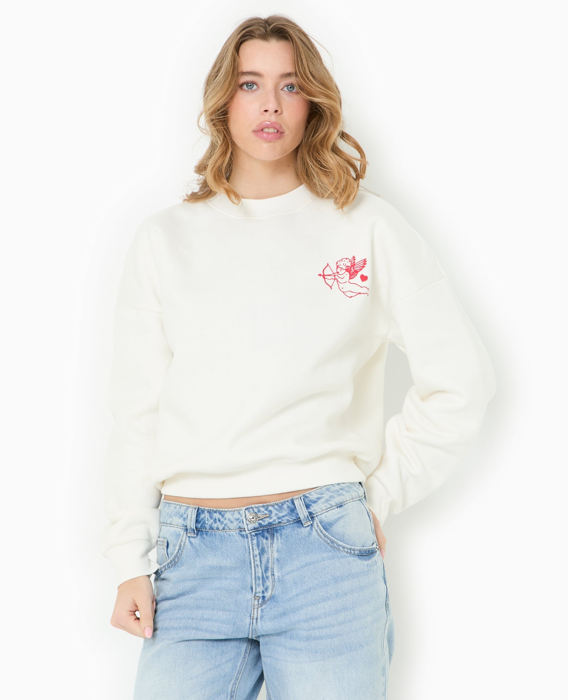 Sweat oversize avec print poitrine et dos