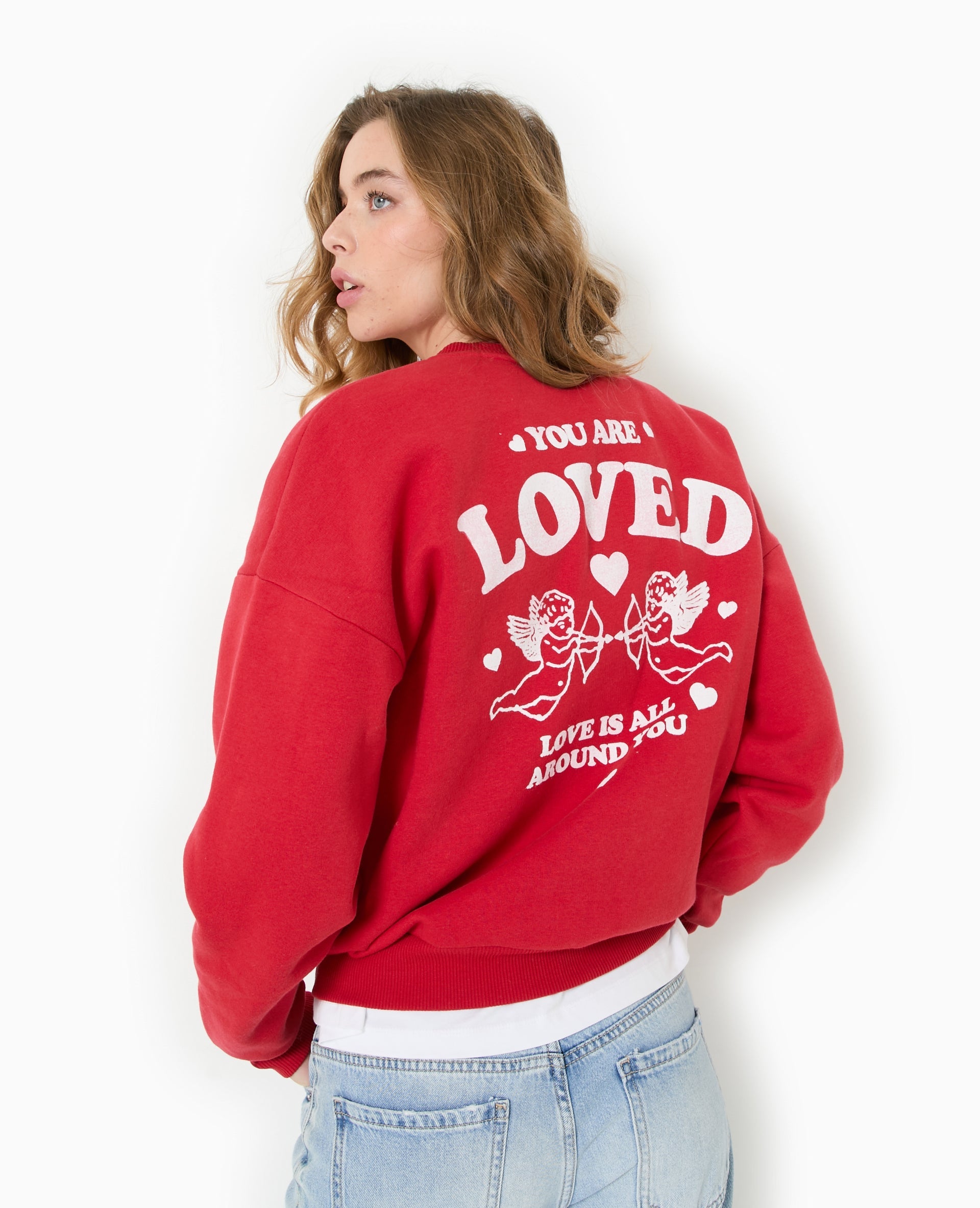 Sweat oversize avec print poitrine et dos