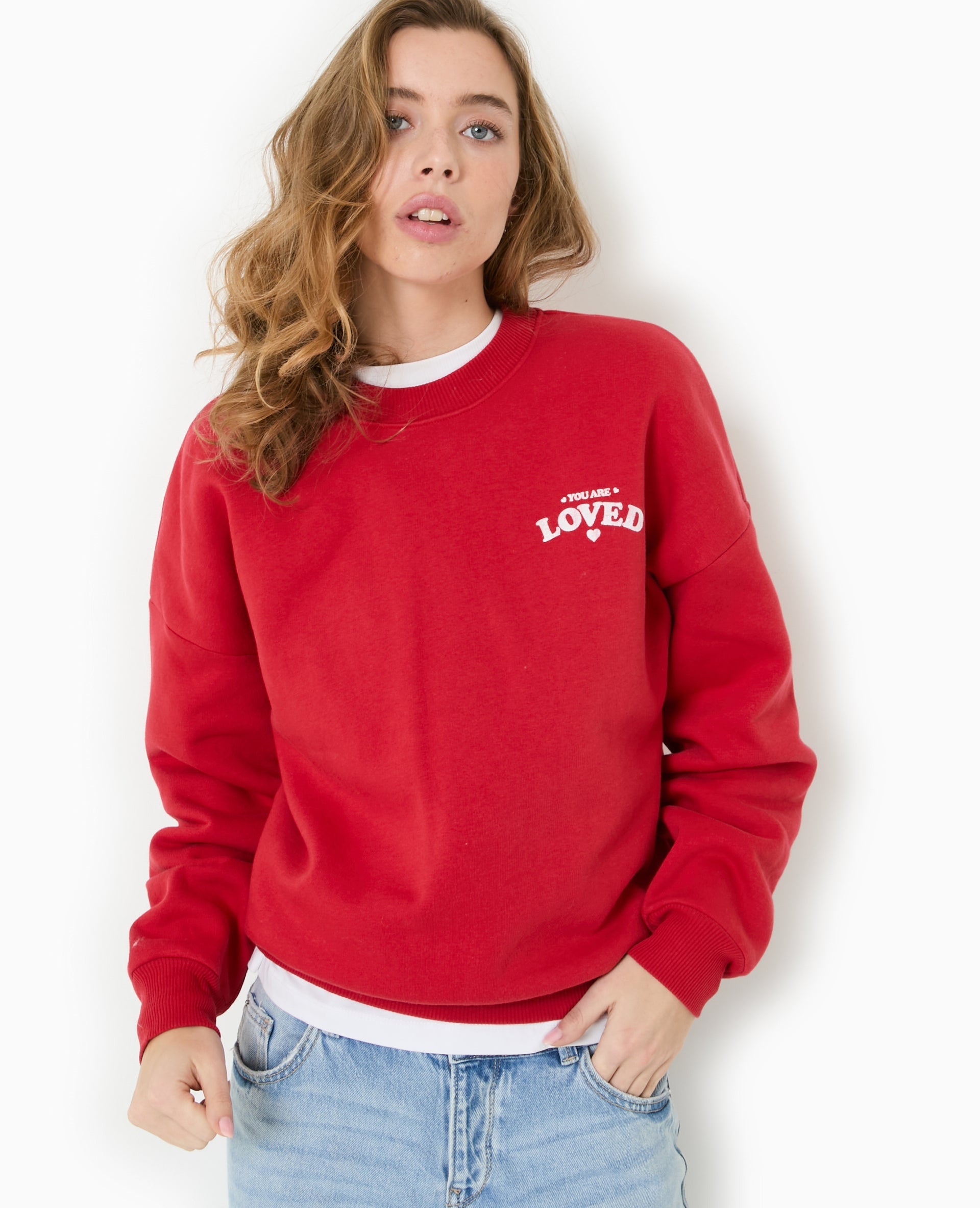 Sweat oversize avec print poitrine et dos