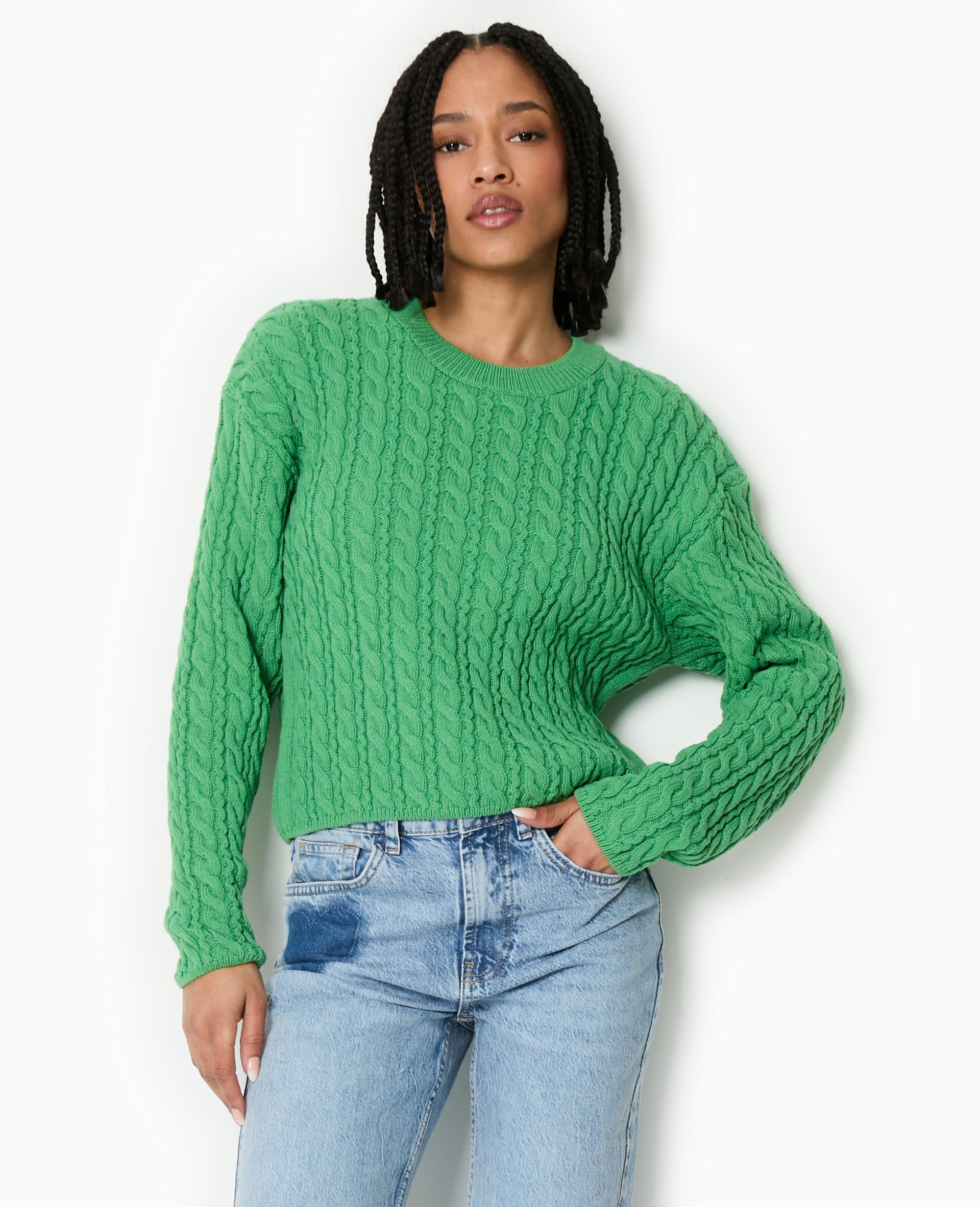 Pull en maille torsadée