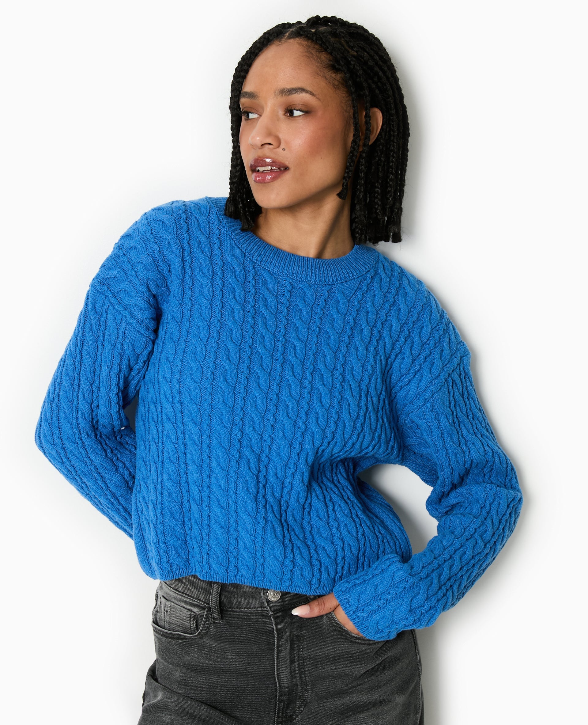 Pull en maille torsadée