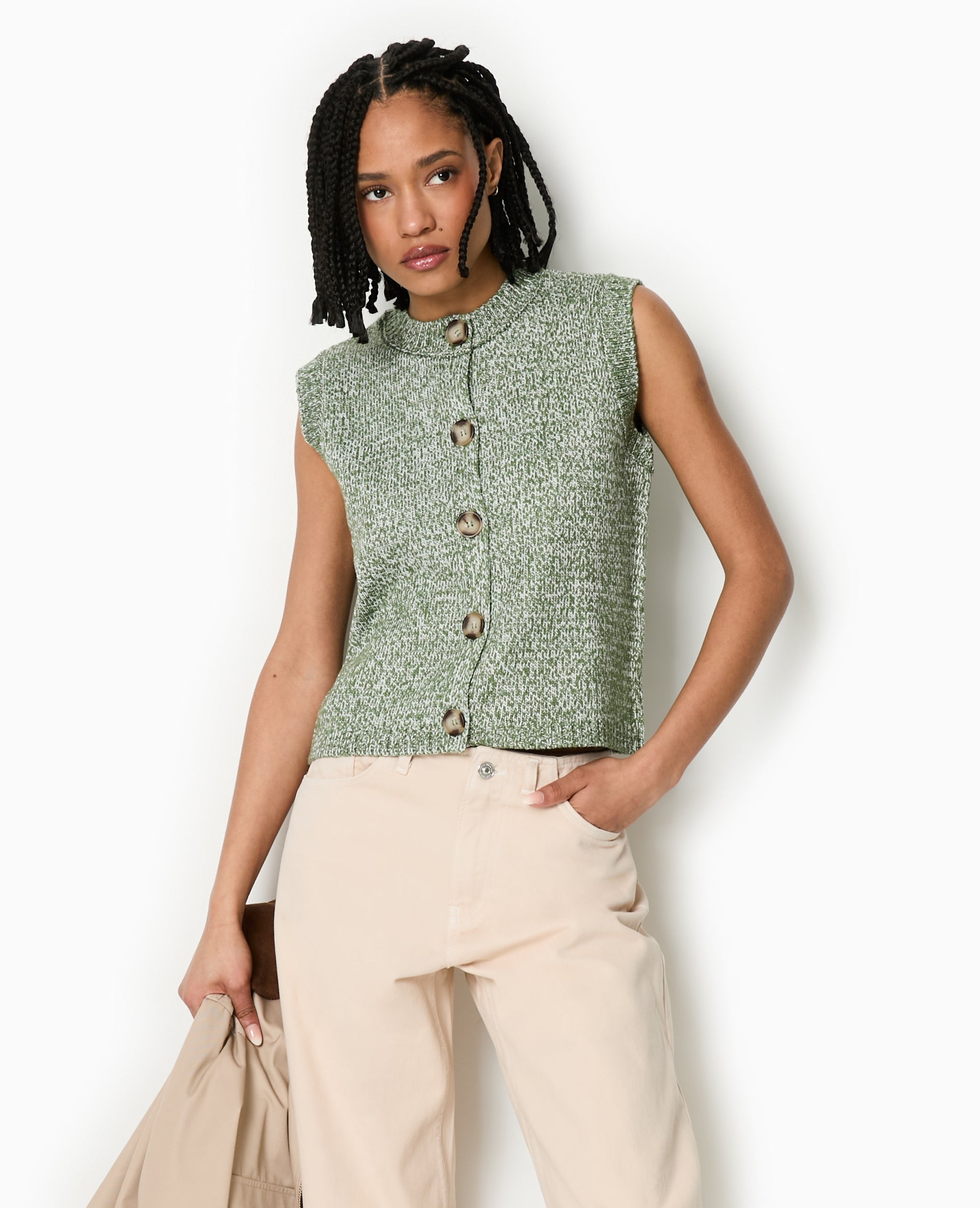 Gilet sans manches en maille moulinée